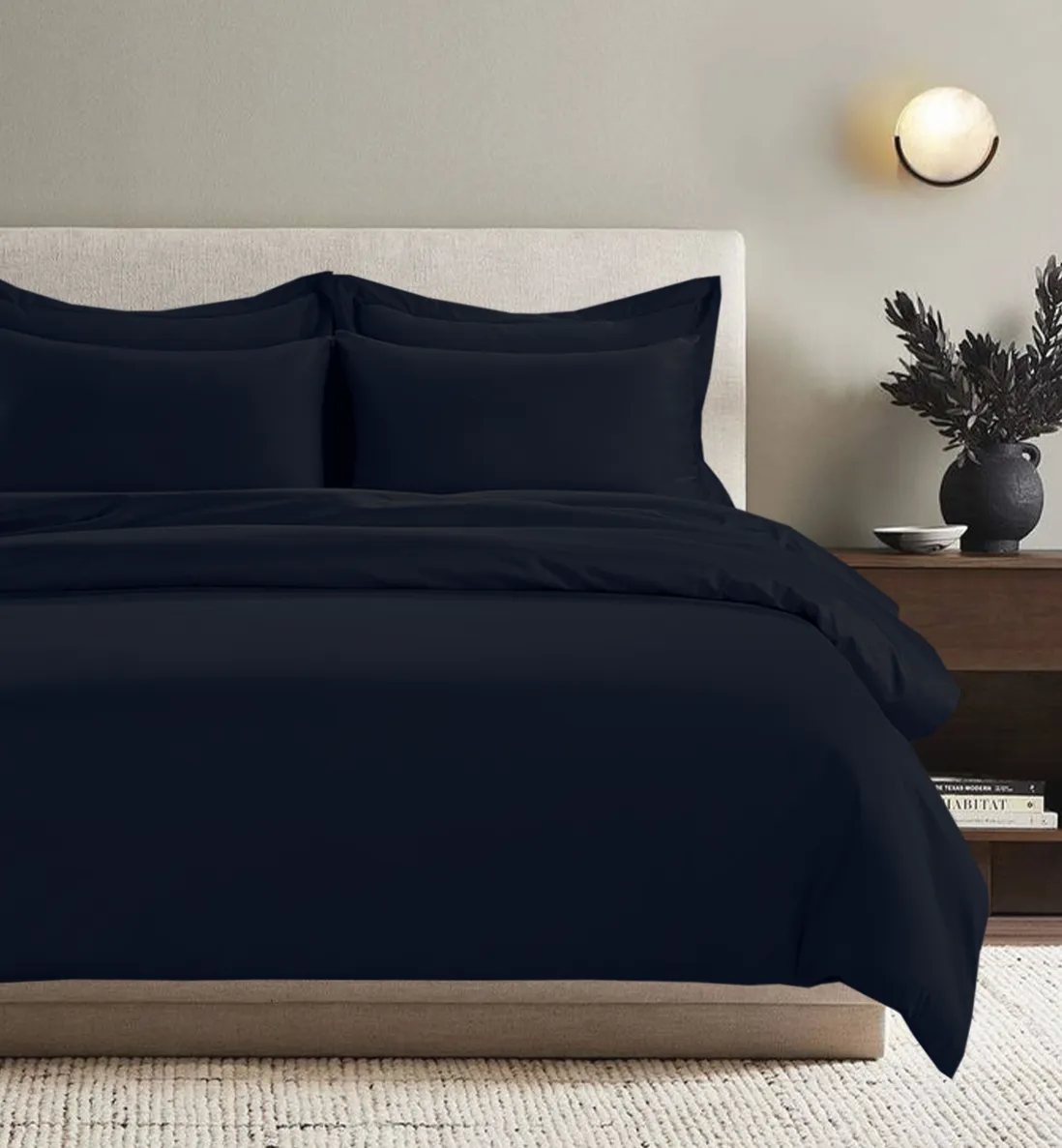 Single Duvet Cover - Navy, Egyptian Cotton image