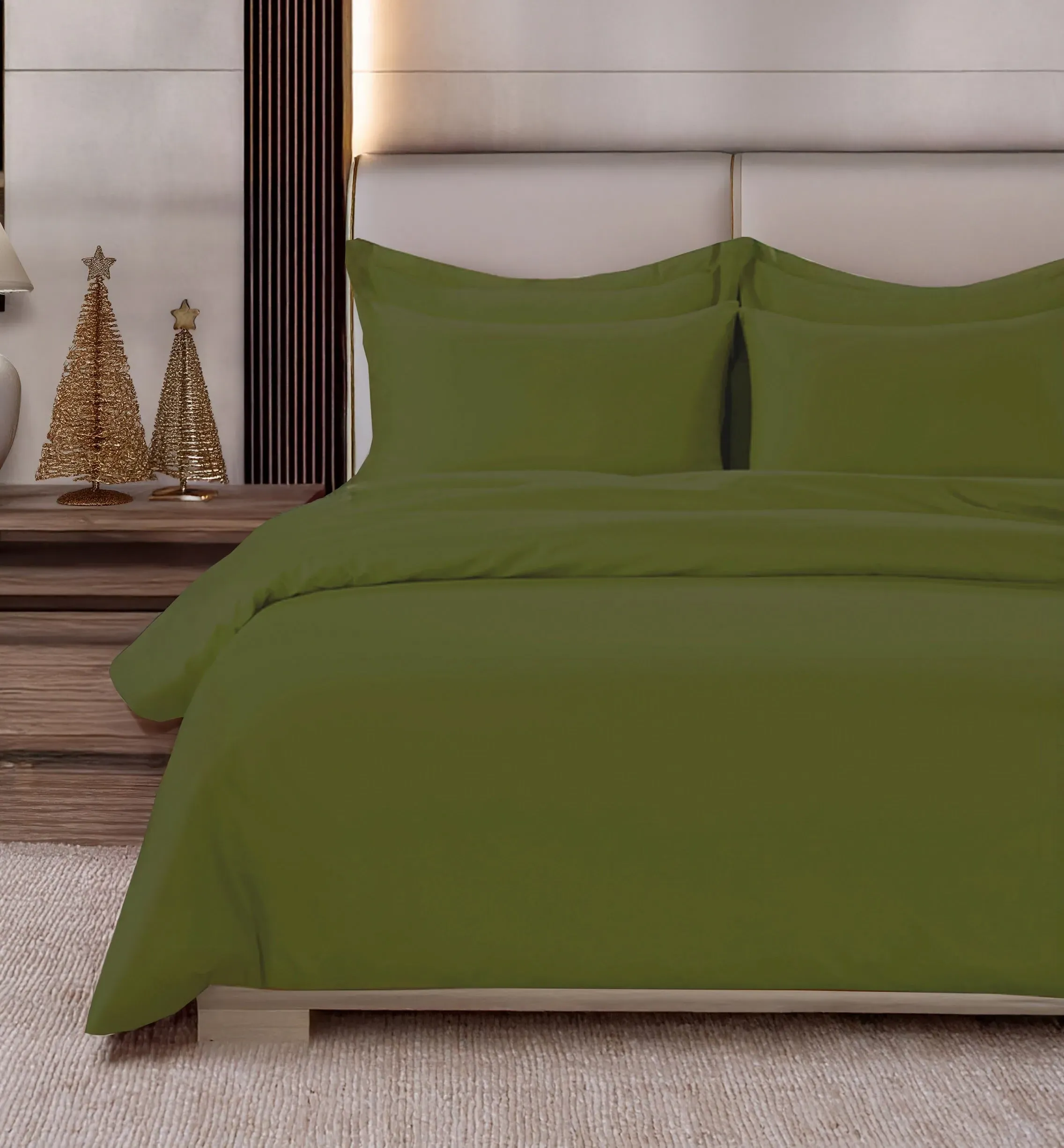Single Duvet Cover - Olive Green, Egyptian Cotton