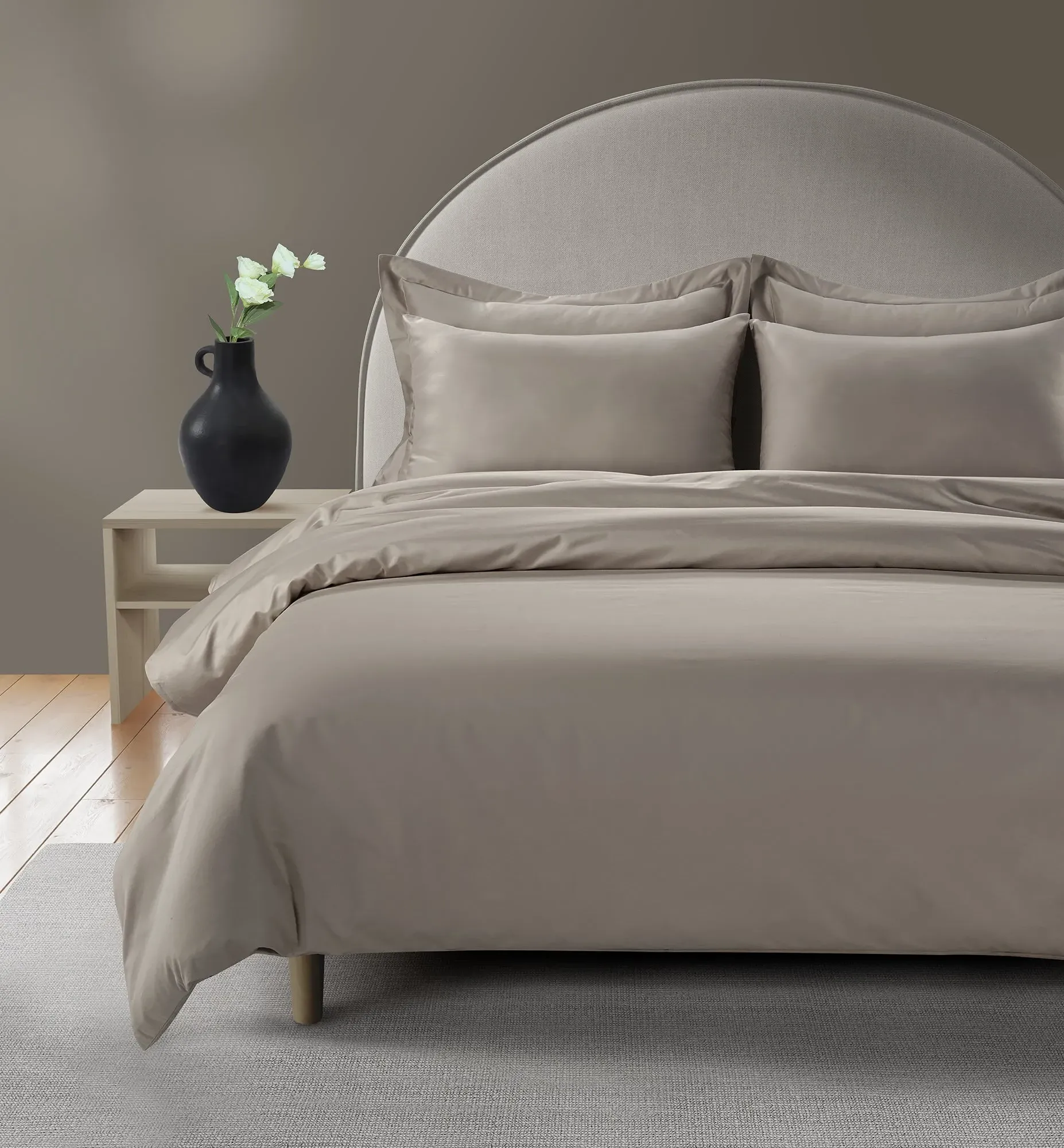 Single Duvet Cover - Taupe, Egyptian Cotton