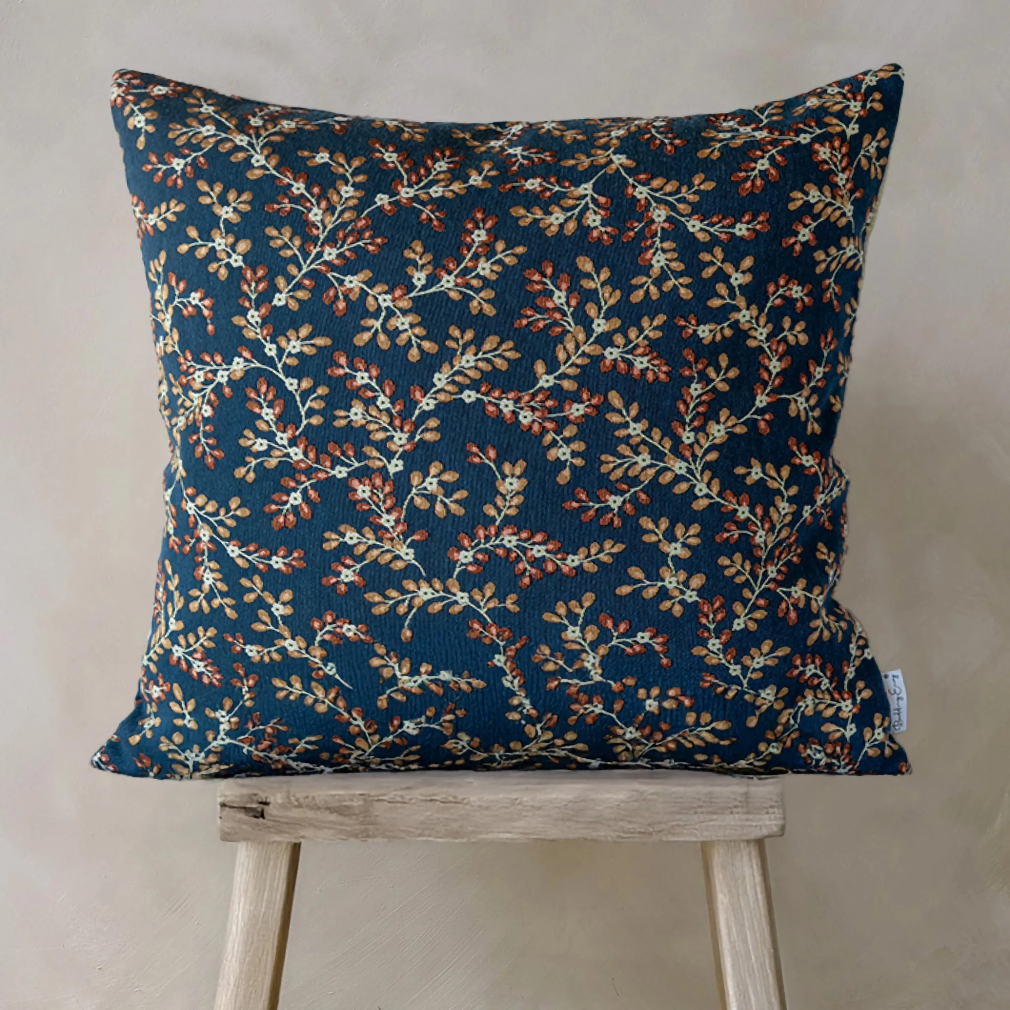 Square Cushion Pair - Blue Floral, Cotton Blend image