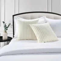 Aurora Striped Cushion Pair - Milk/Green, Cotton alternate view