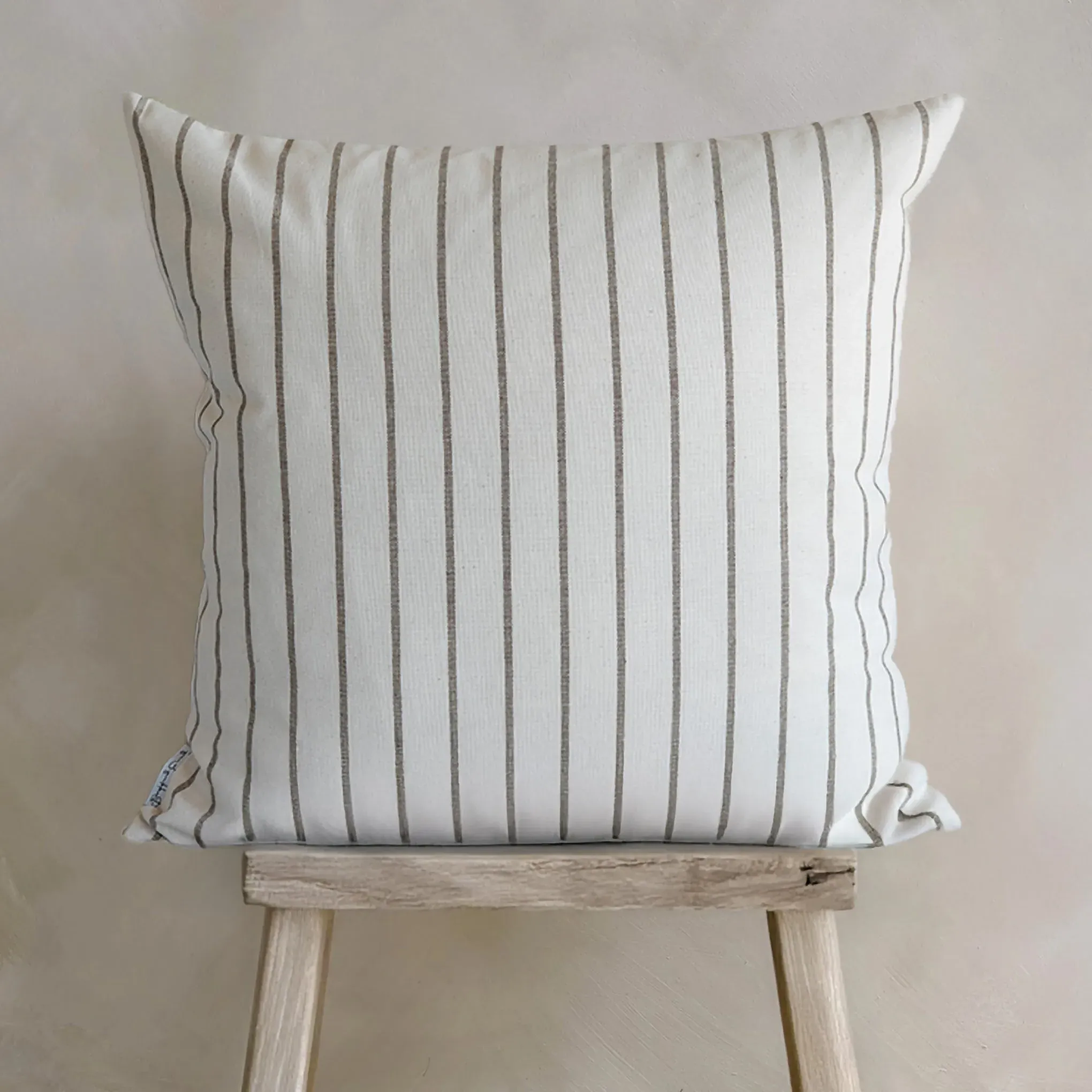 Square Cushion Pair with Stripes - Milk, Cotton image