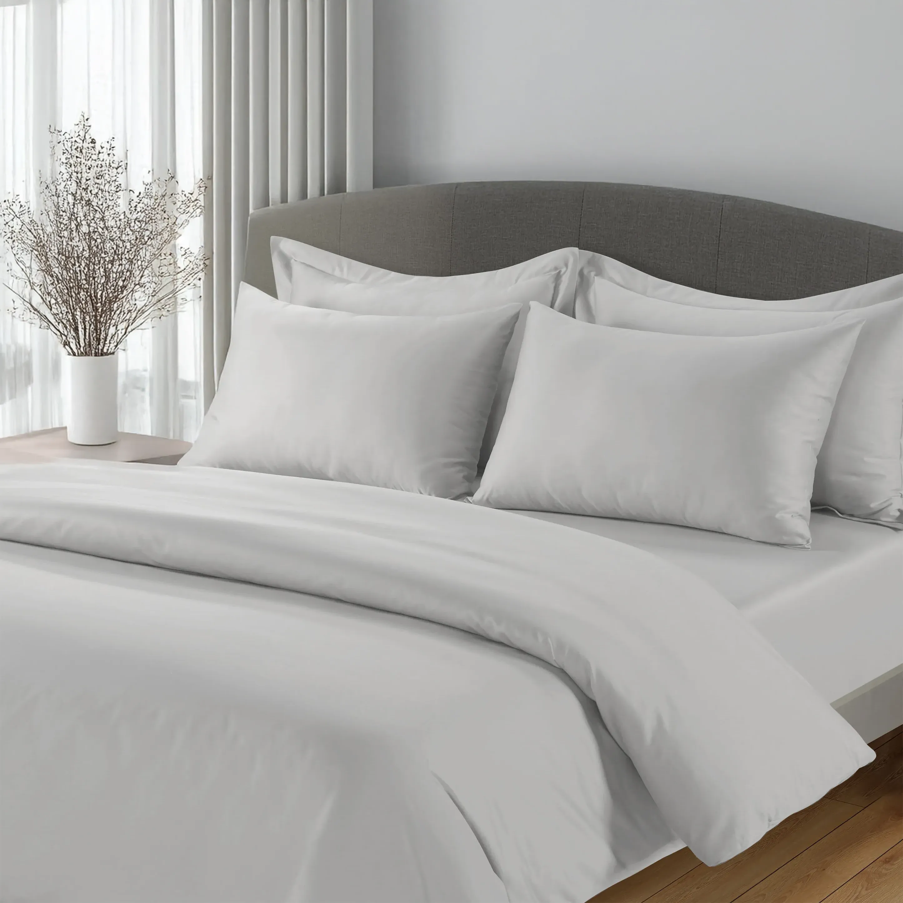 Super King Duvet Cover 300 Thread Count - Grey, Cotton