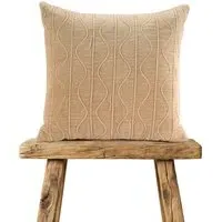 Xavier Cushion Pair with Wavy Embroidery - Natural, Cotton alternate view