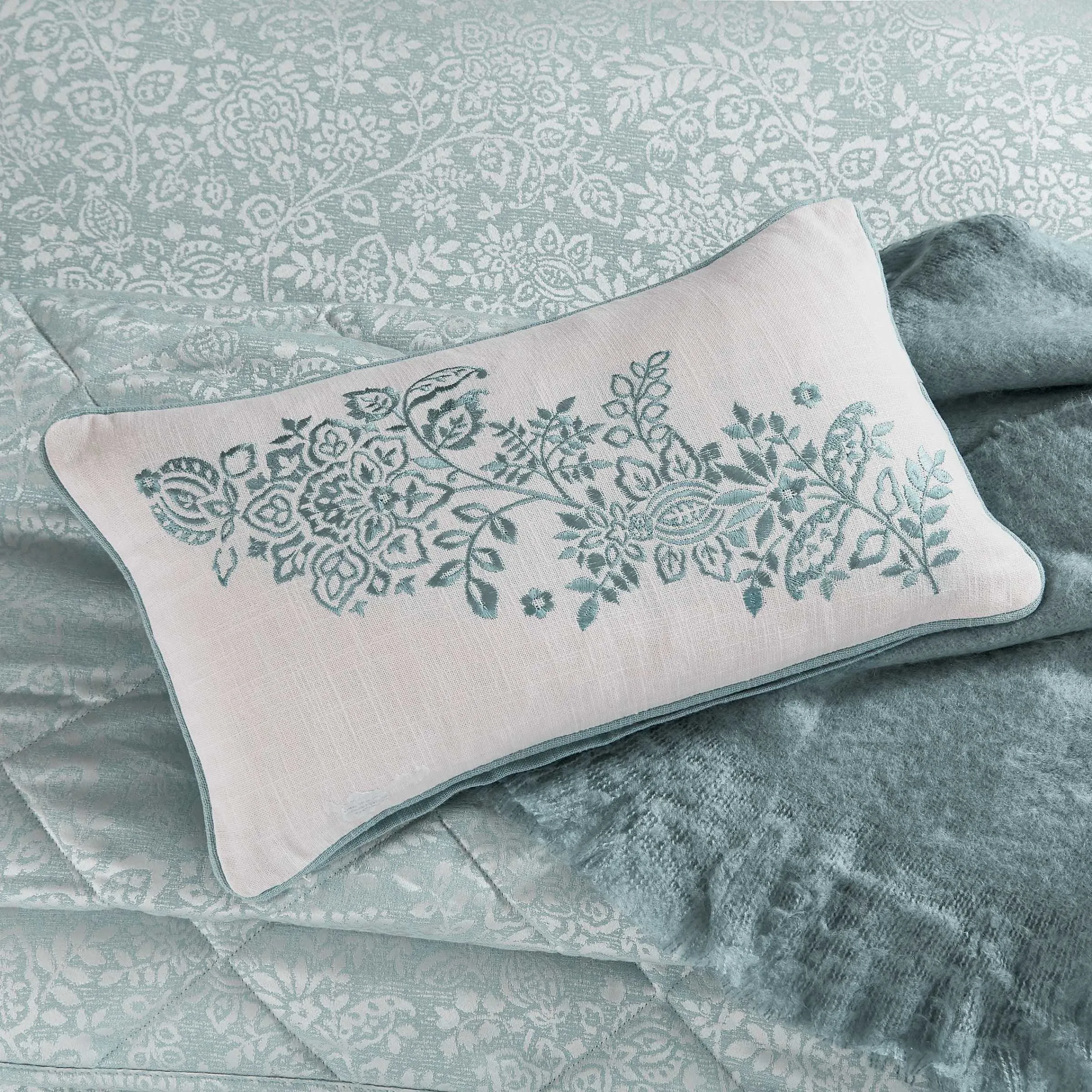 Atea Cushion - Duck Egg, Cotton Jacquard product