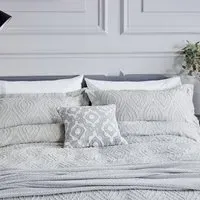 Double Duvet Cover Set - Silver, Cotton