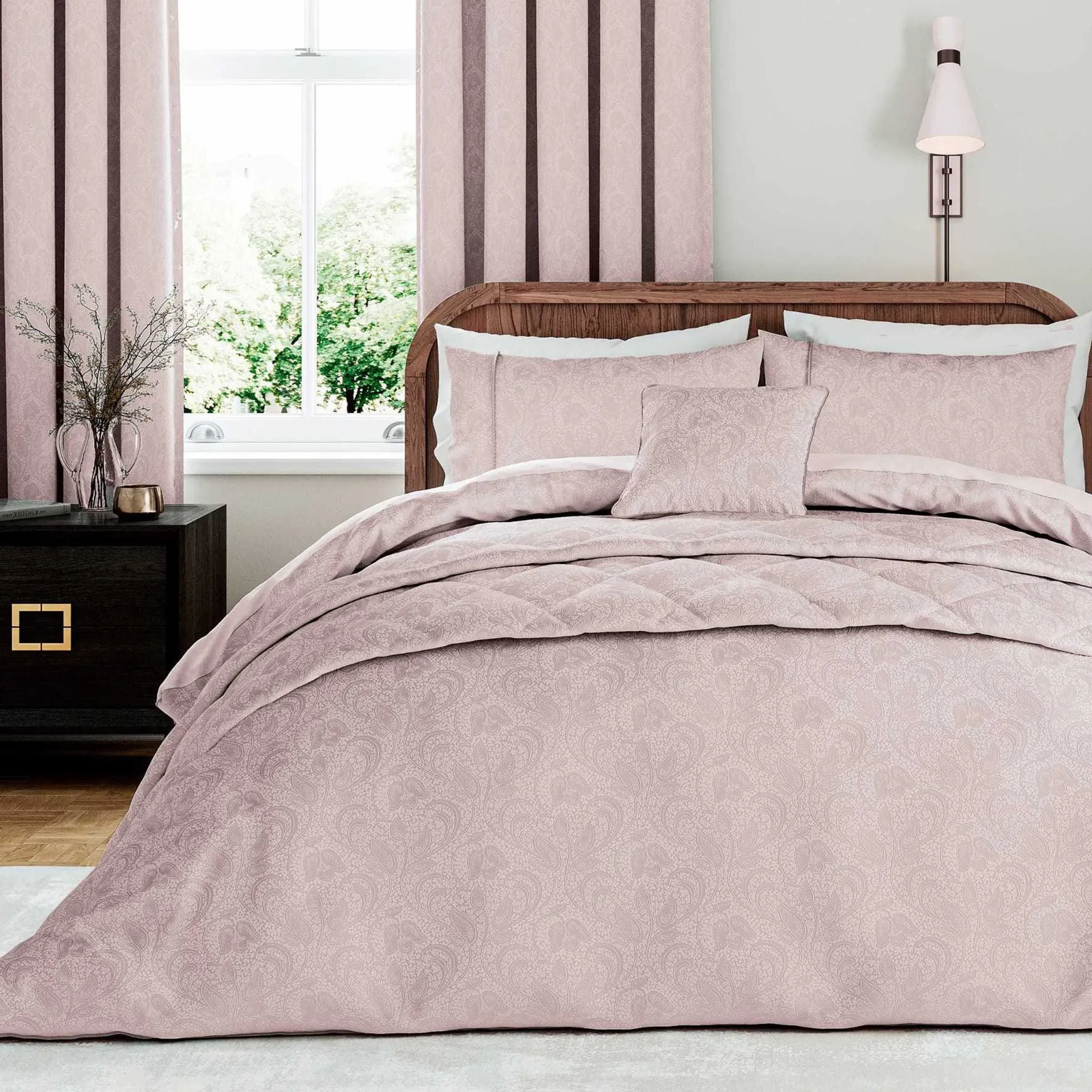 Double Duvet Cover Set with Rope Trim - Tuberose