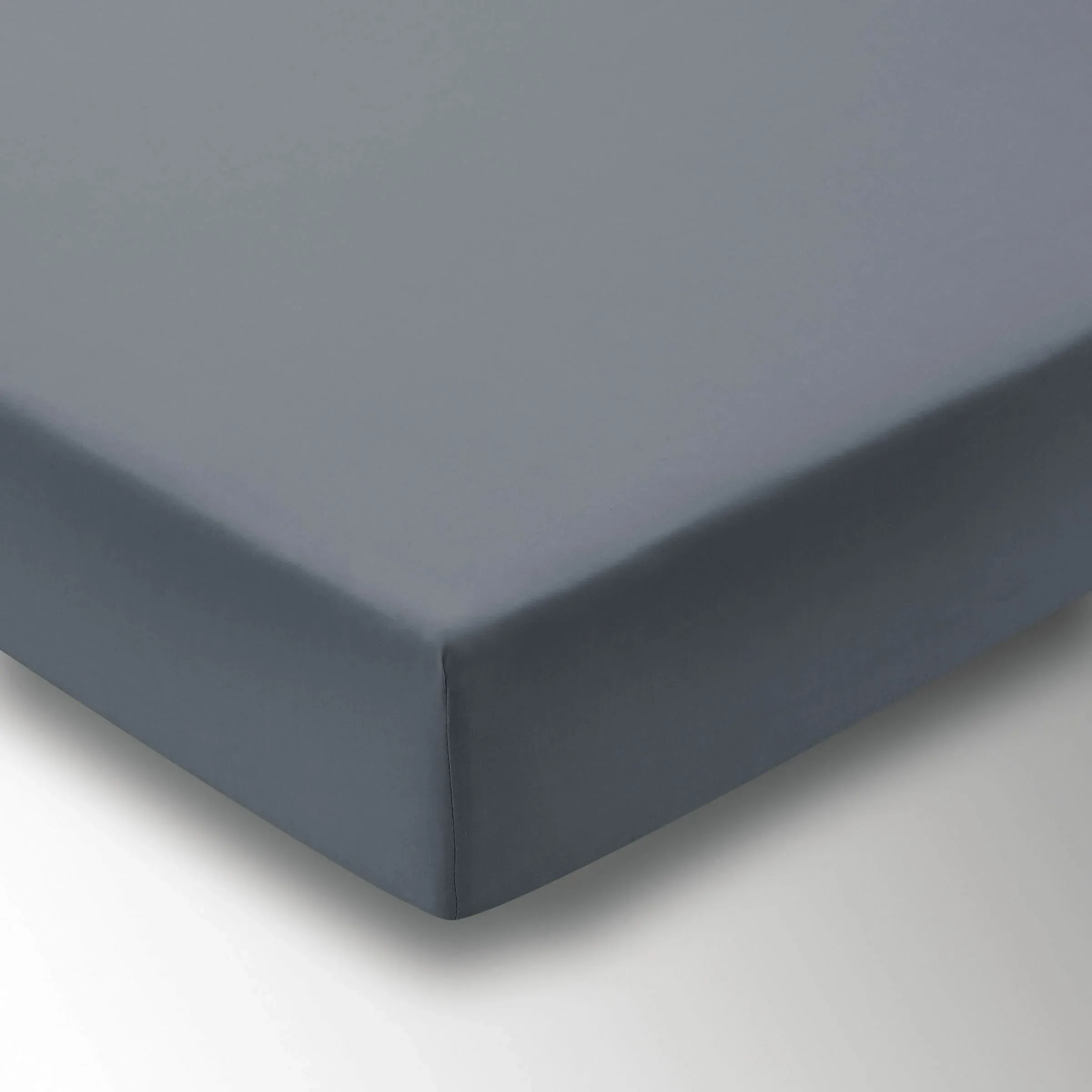 Double Fitted Sheet - Charcoal, Percale Cotton
