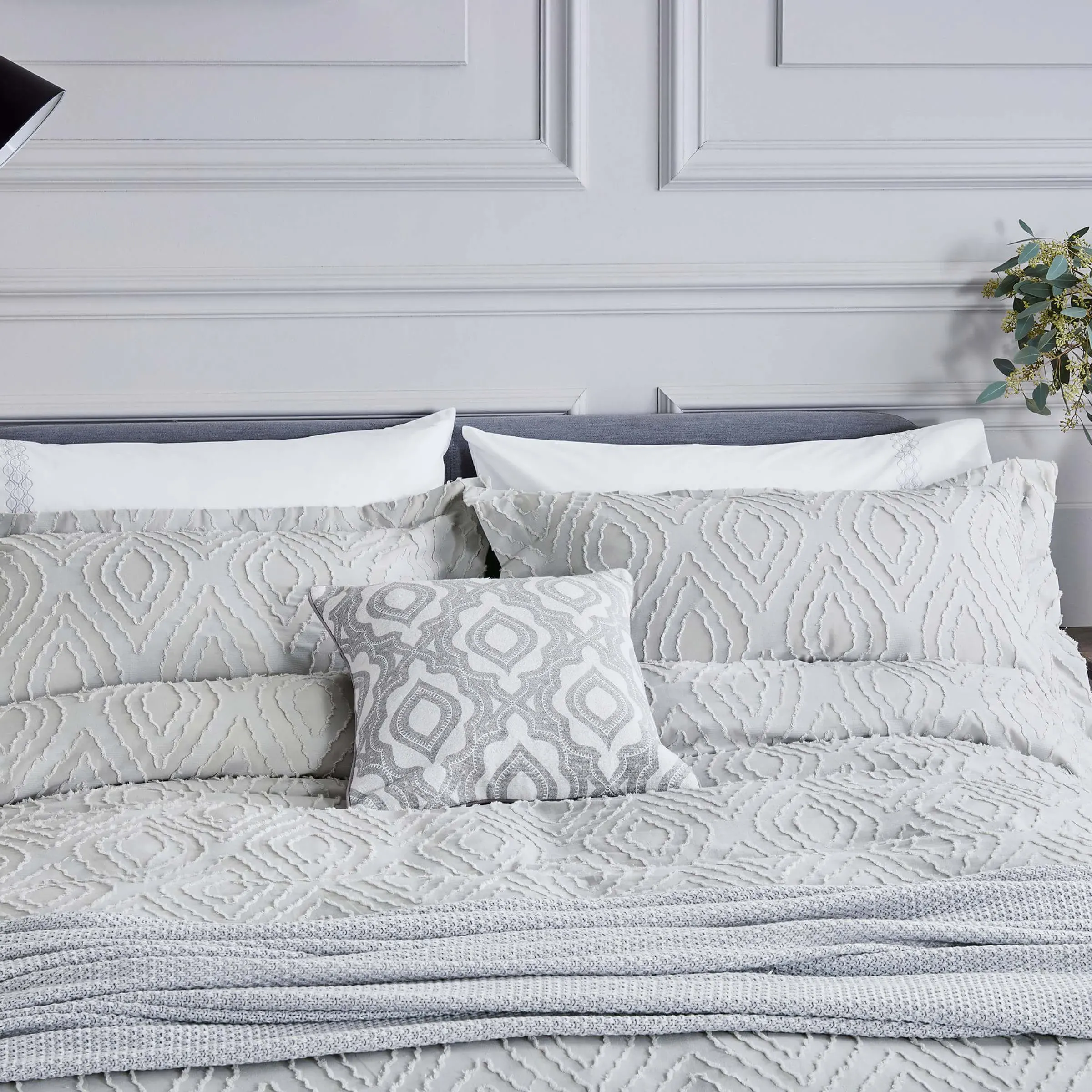 King Size Duvet Cover Set - Silver, Cotton