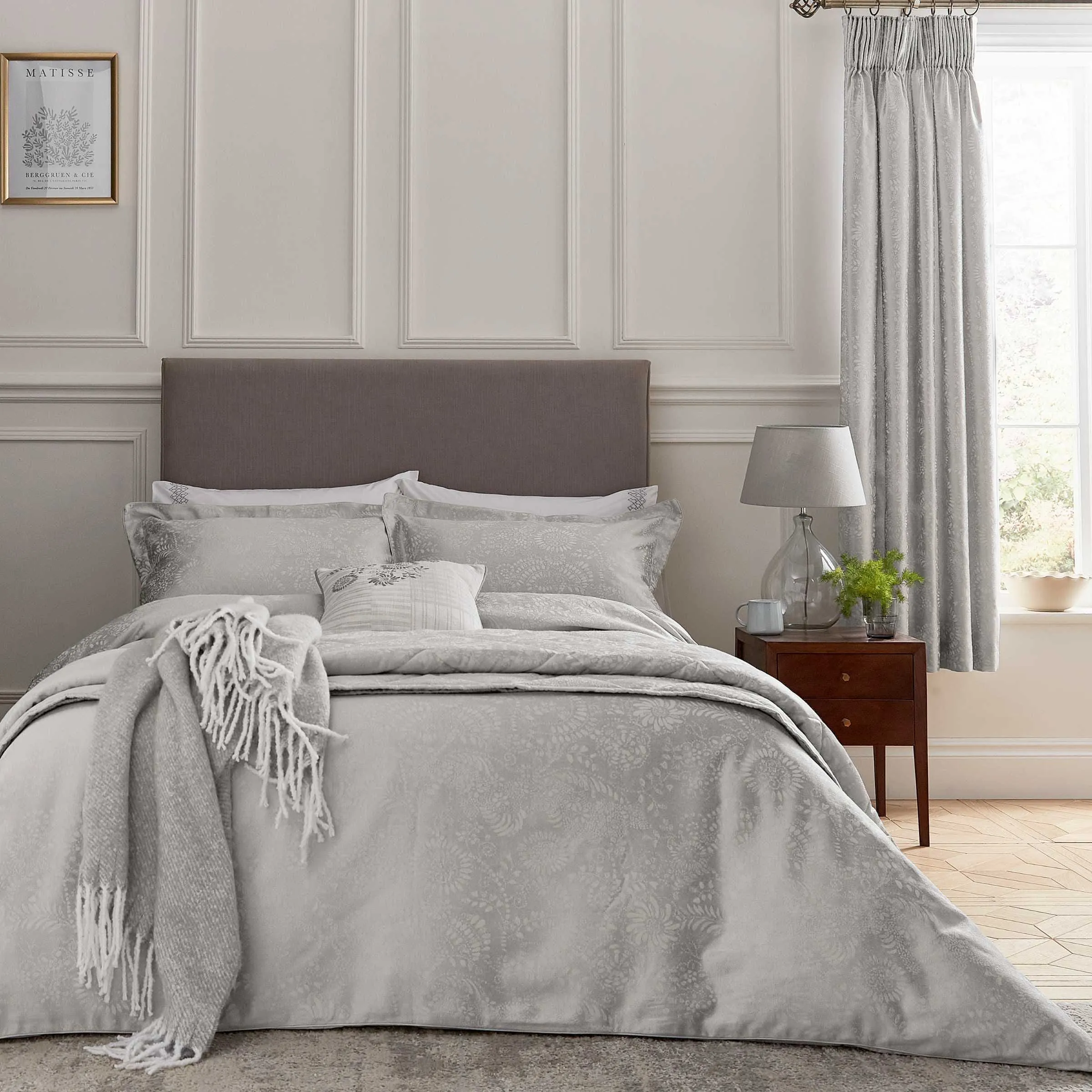 King Size Duvet Cover Set - Silver, Jacquard