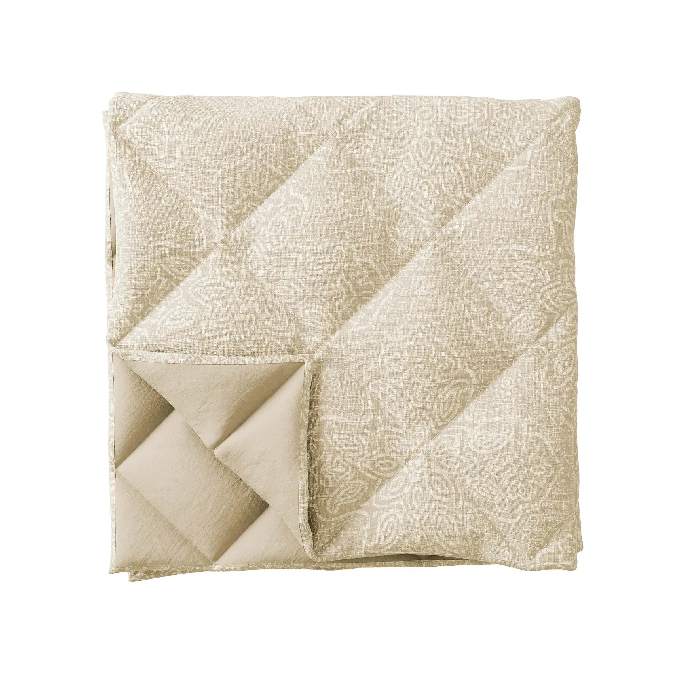 Quilted Throw with Fringe - Soft Gold image