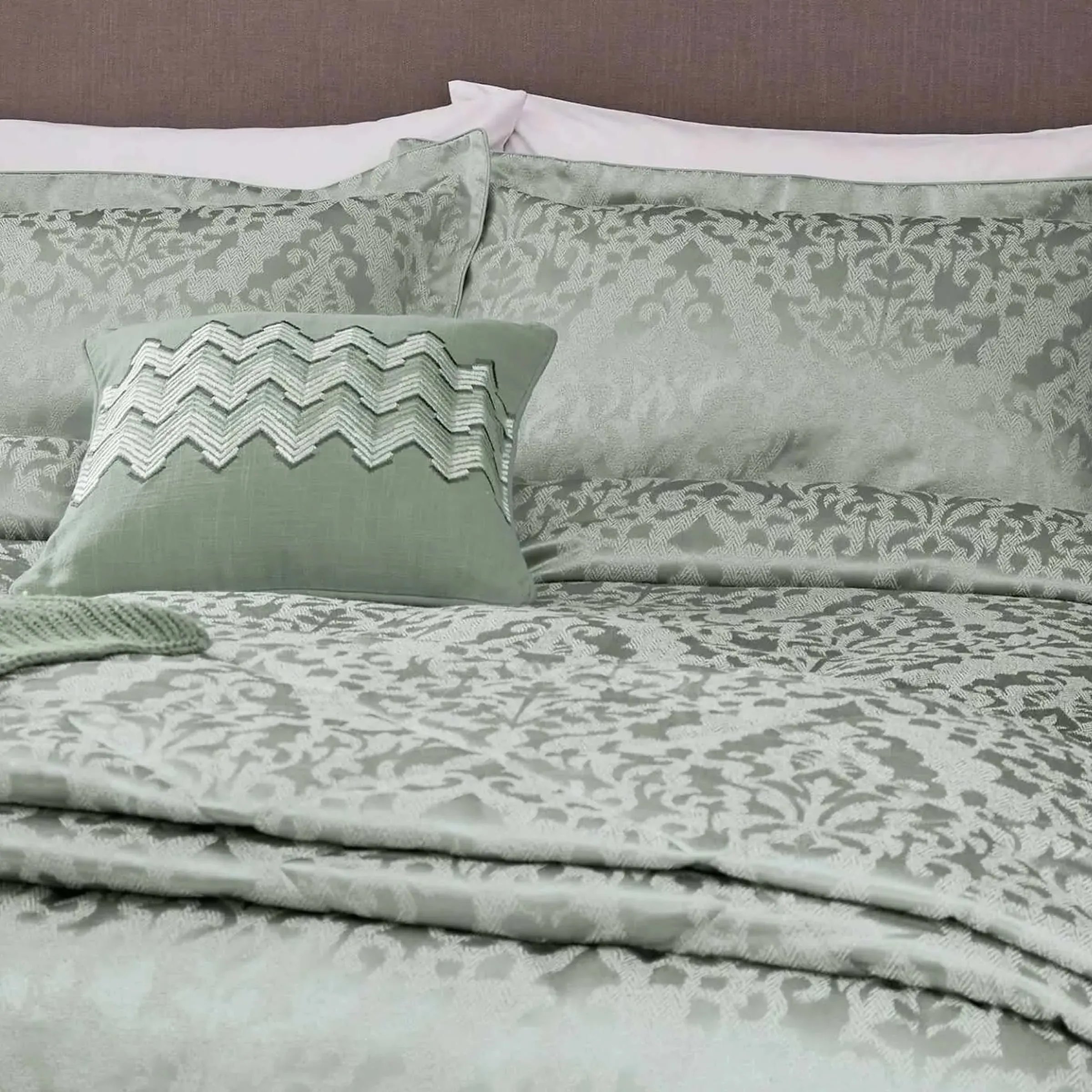 Quilted Throw with Geometric Pattern - Sage image