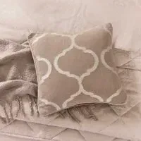 Square Cushion with Embroidery - Tuberose, Cotton
