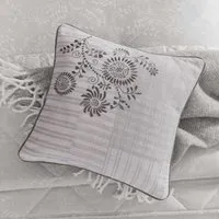 Square Cushion with Piped Edge - Silver, Jacquard