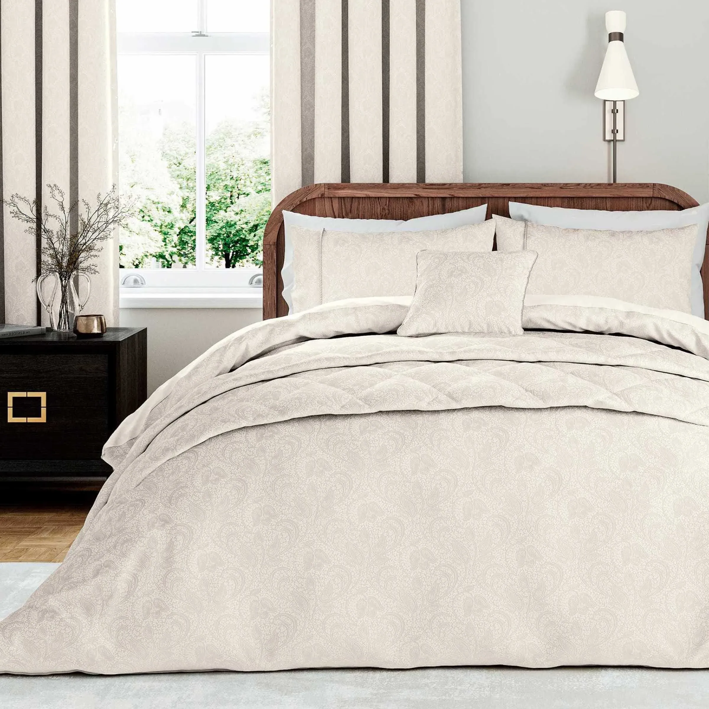 Square Cushion with Rope Trim - Cashmere