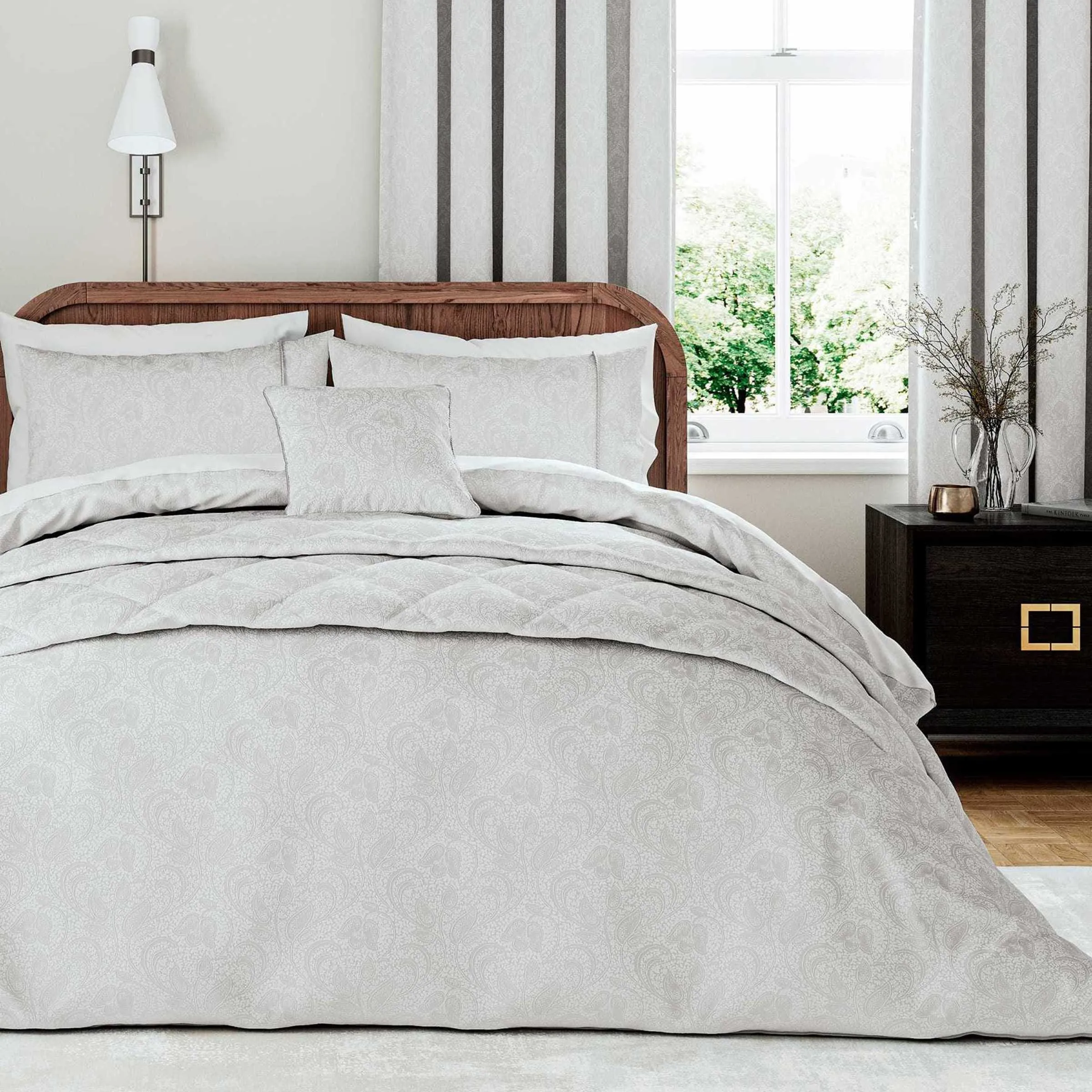 Square Cushion with Rope Trim - Platinum