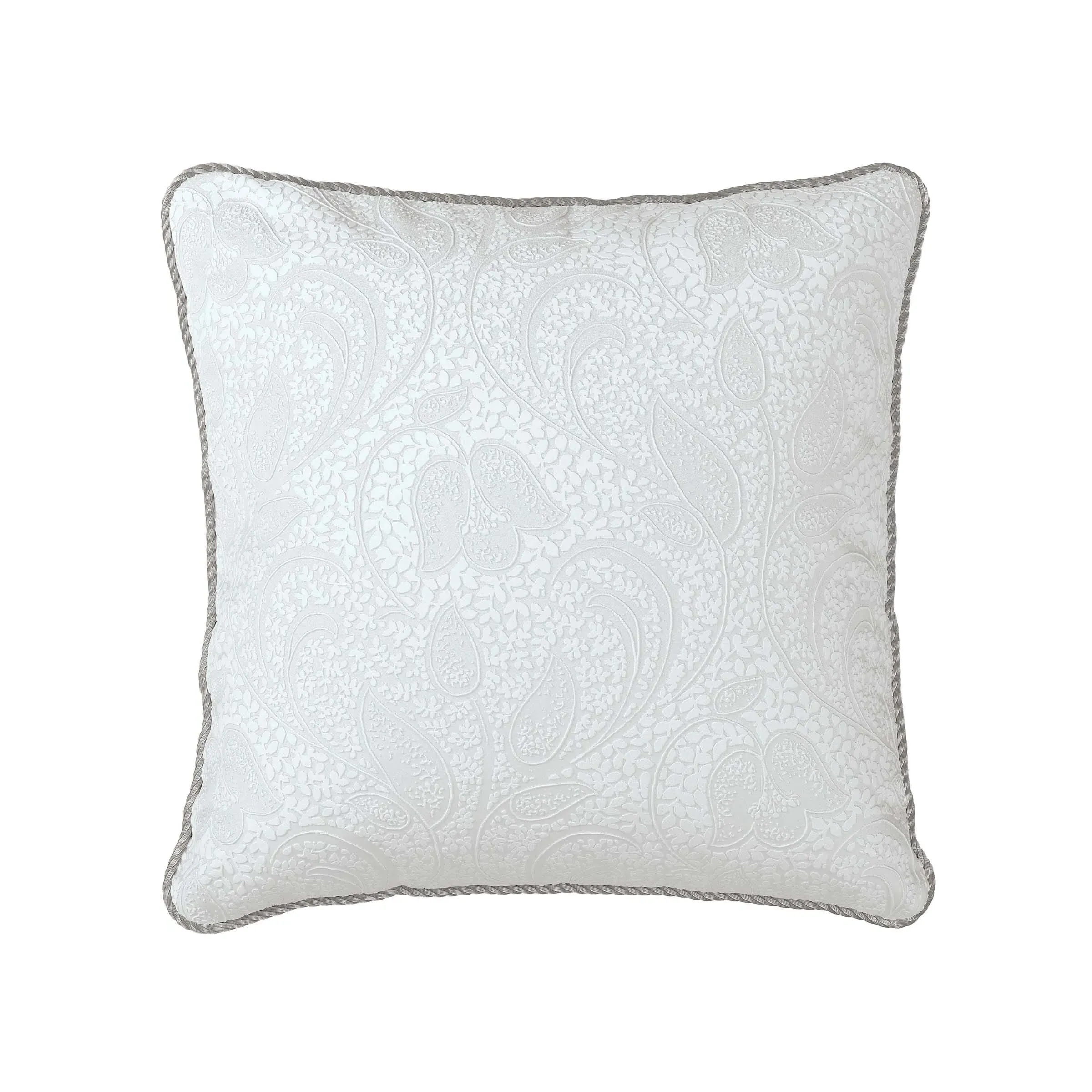 Square Cushion with Rope Trim - Platinum