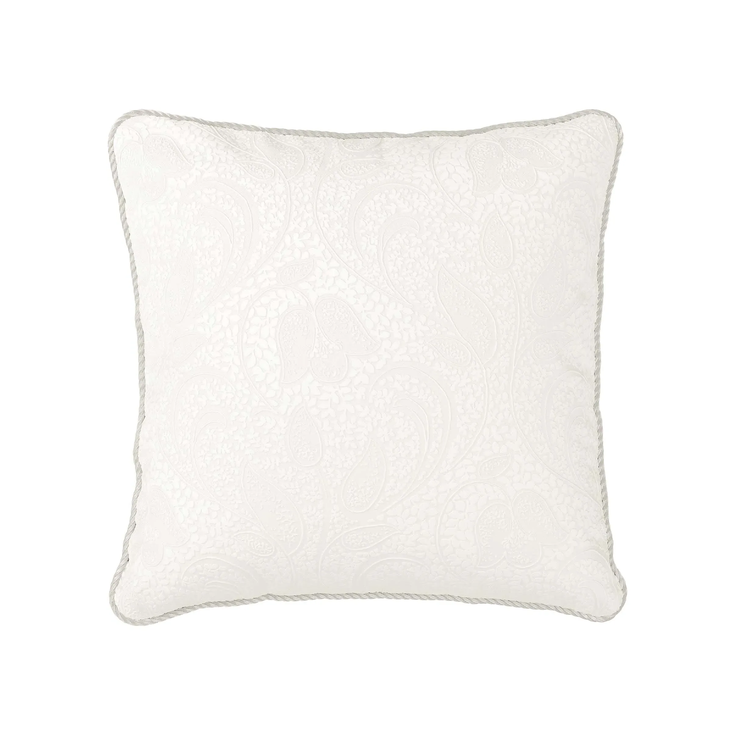 Square Cushion with Rope Trim - White