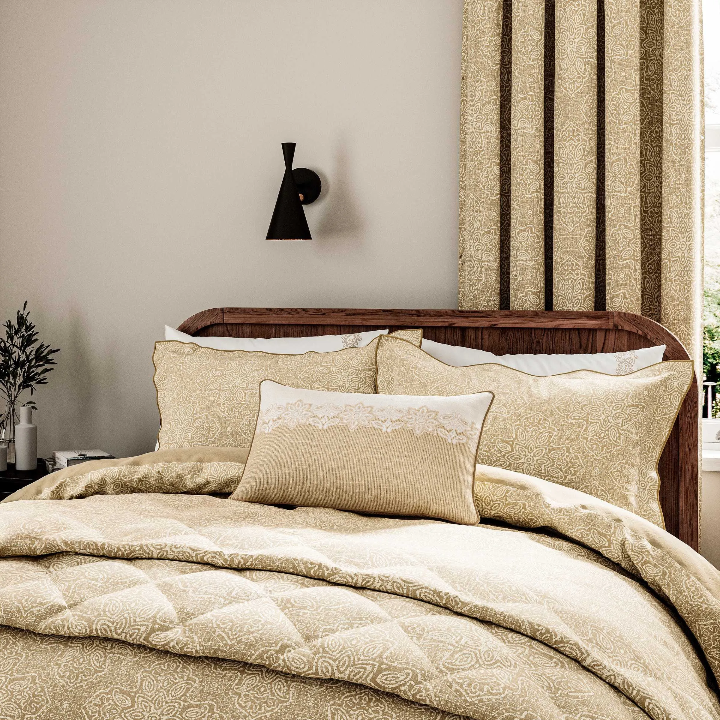 Standard Pillowcases with Embroidery - Soft Gold