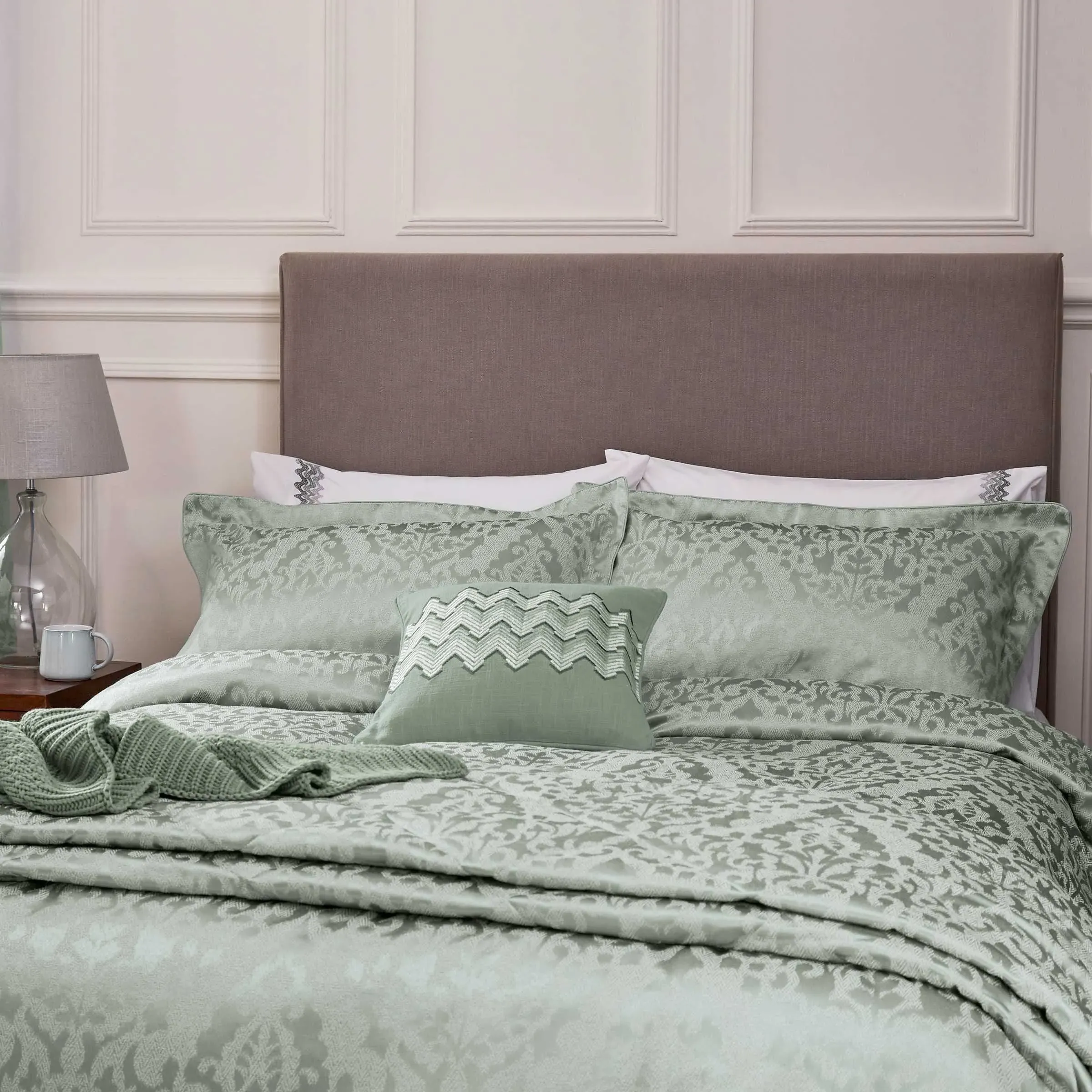Super King Duvet Cover Set - Sage, Jacquard image