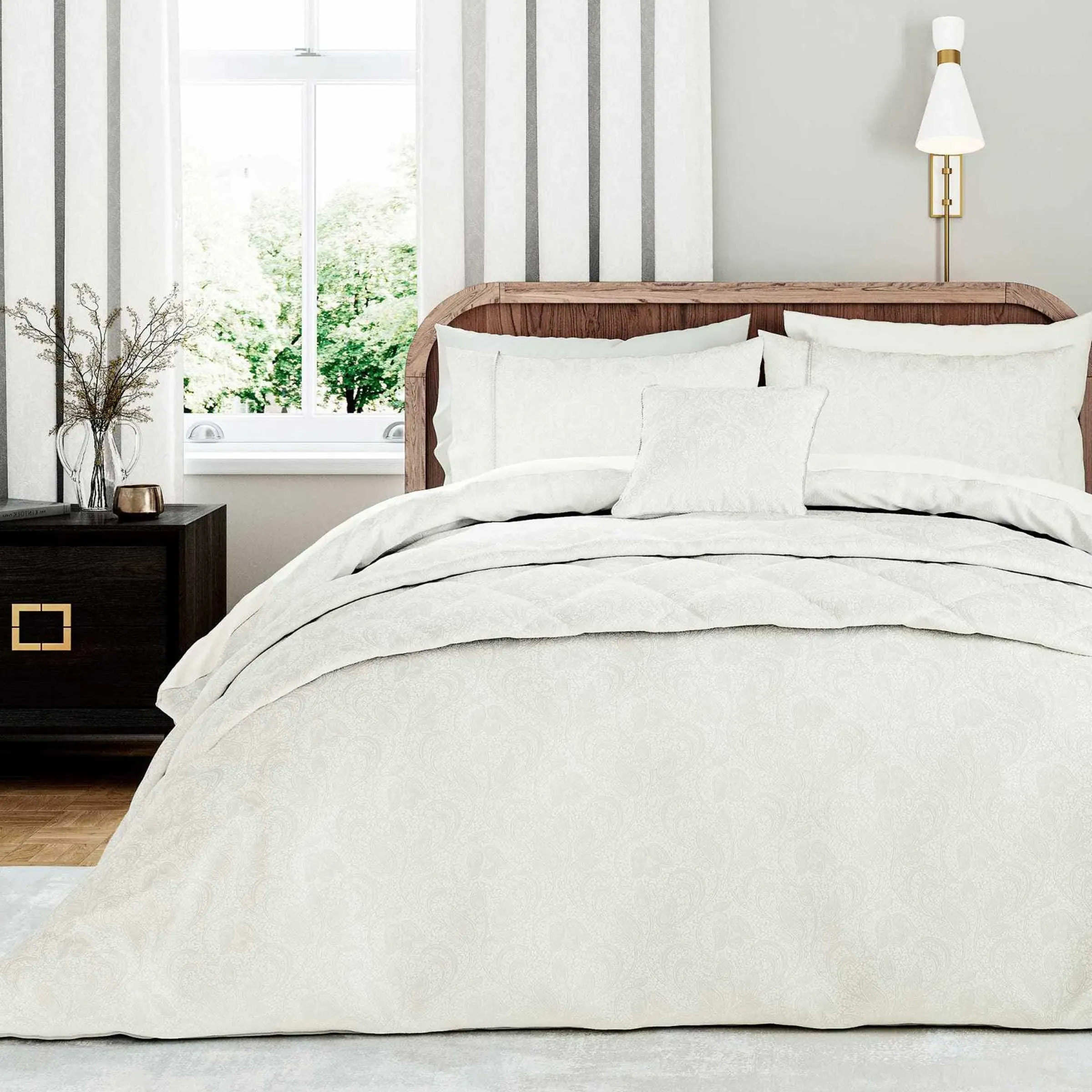 Super King Duvet Cover Set - White, Jacquard