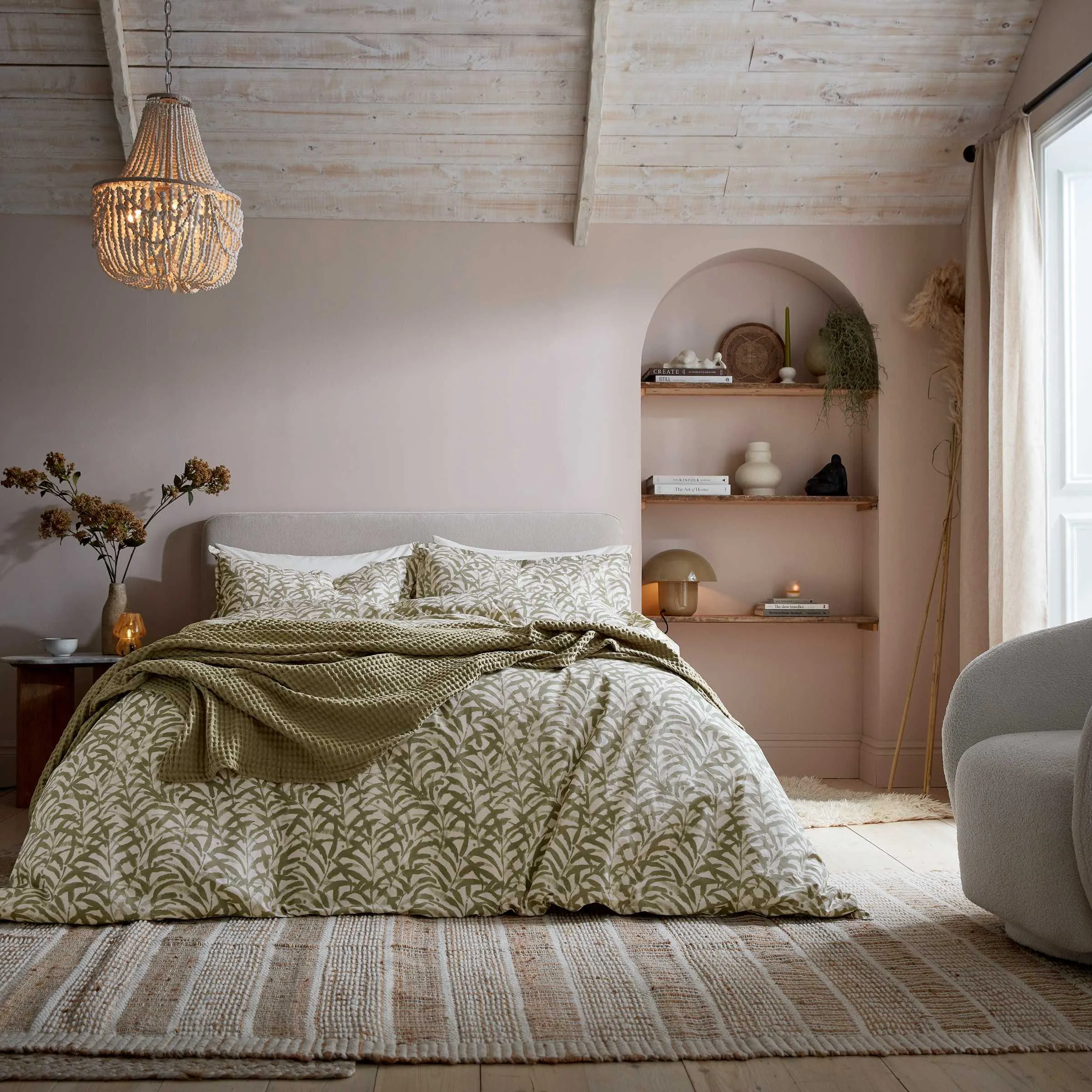 Cleo Single Duvet Cover Set - Sage Green, Cotton alternate view