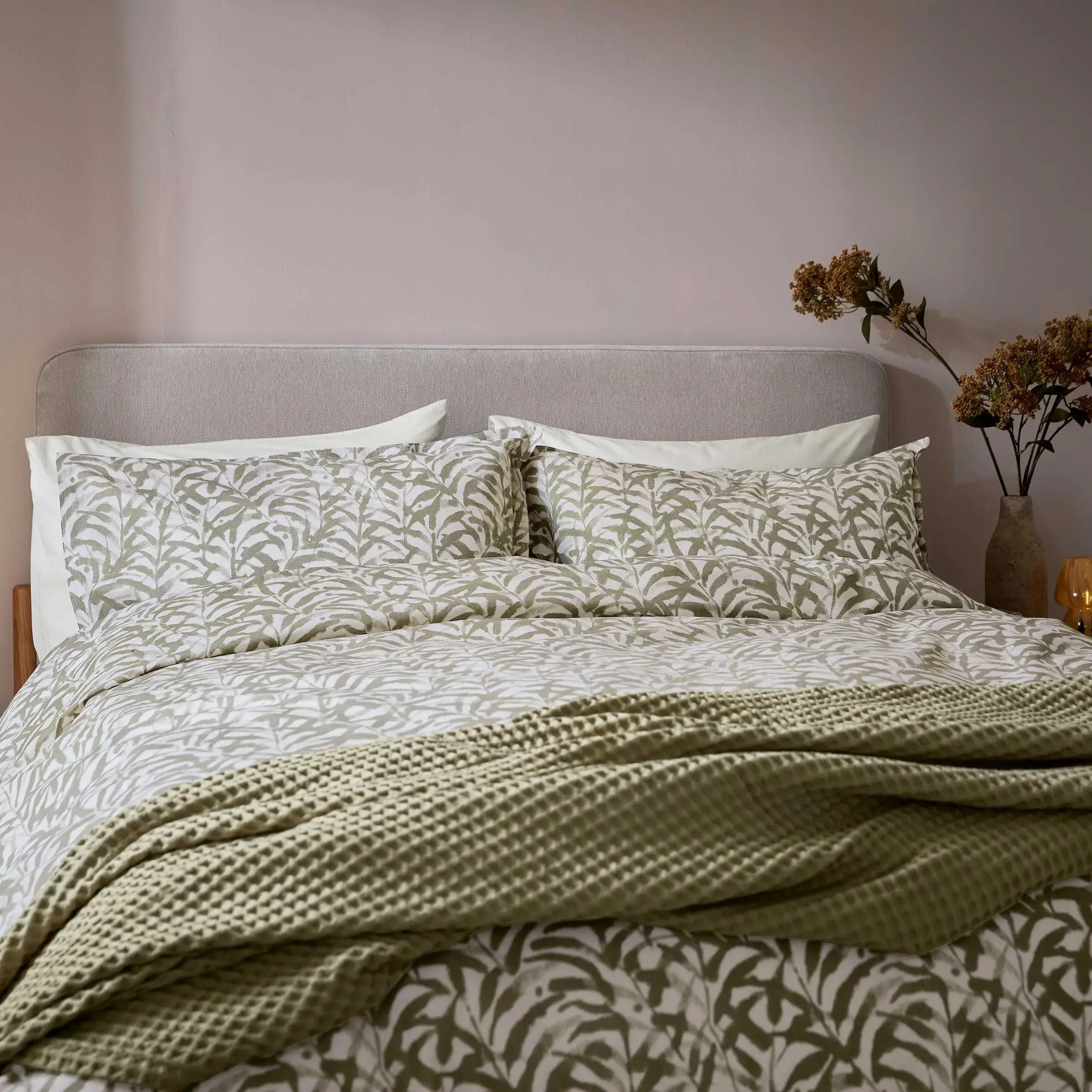 Cleo Single Duvet Cover Set - Sage Green, Cotton product