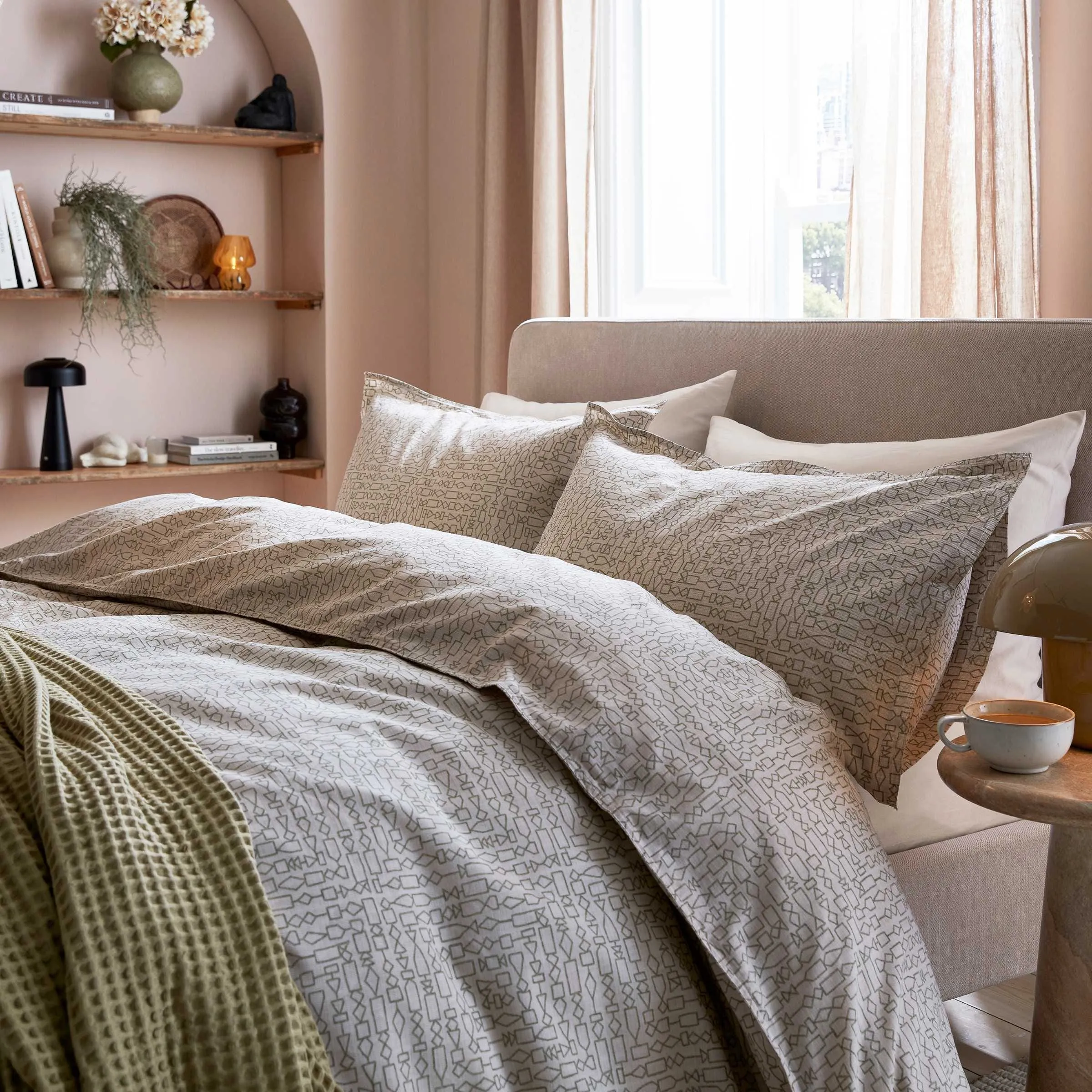 Lara Single Duvet Cover Set - Sage Green, Cotton product