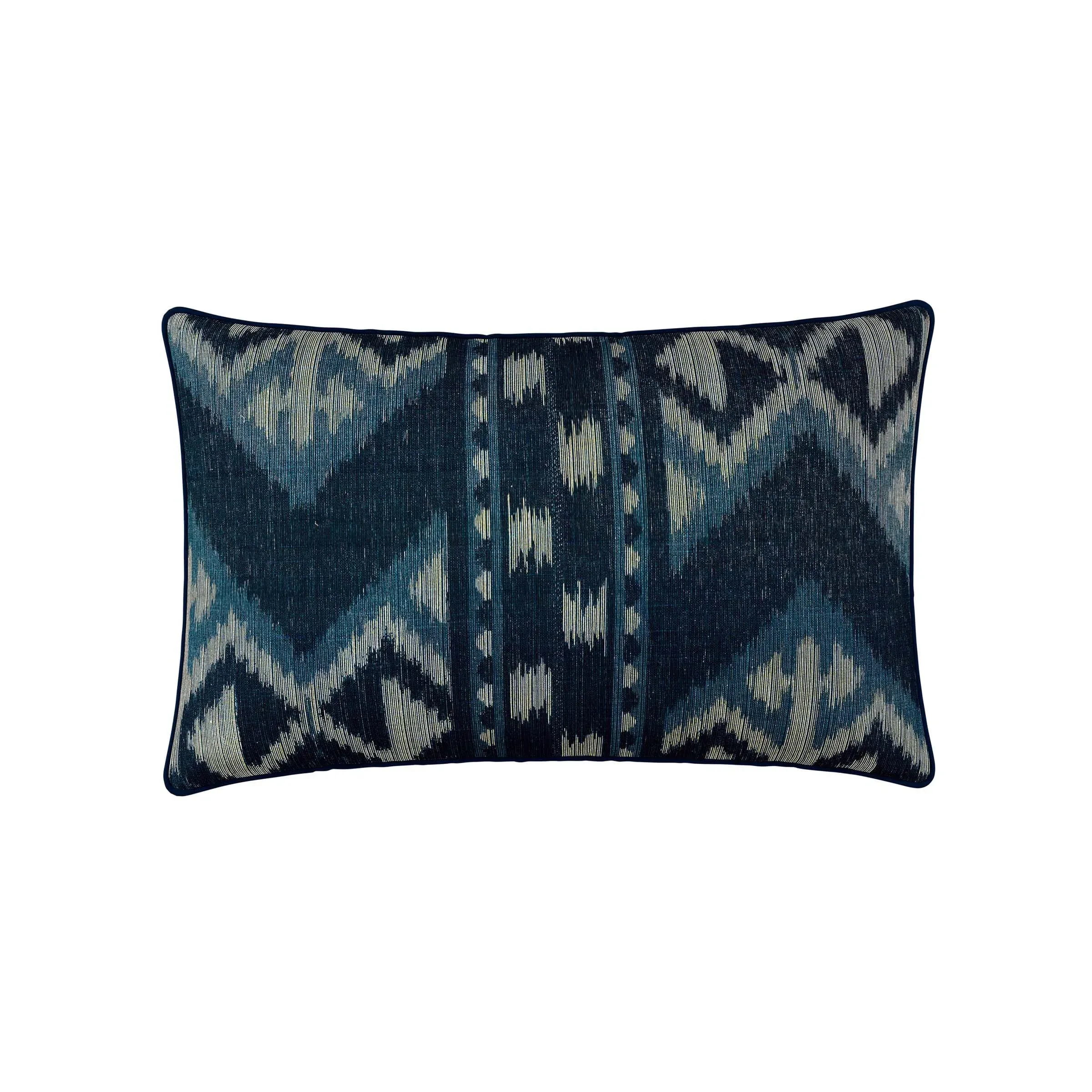70x40cm Cushion with Ikat Design - Blue image