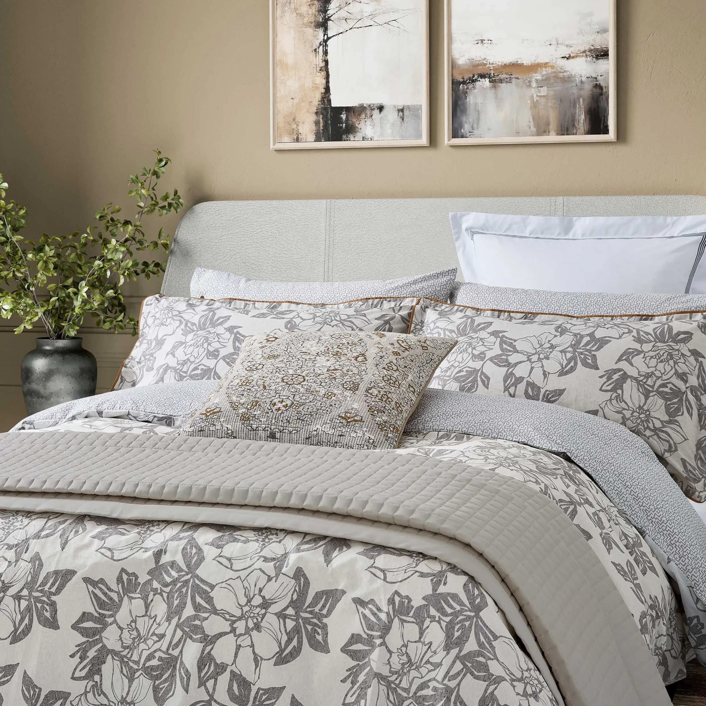 Alba/Maira Square Cushion - Charcoal & Chalk, Cotton alternate view