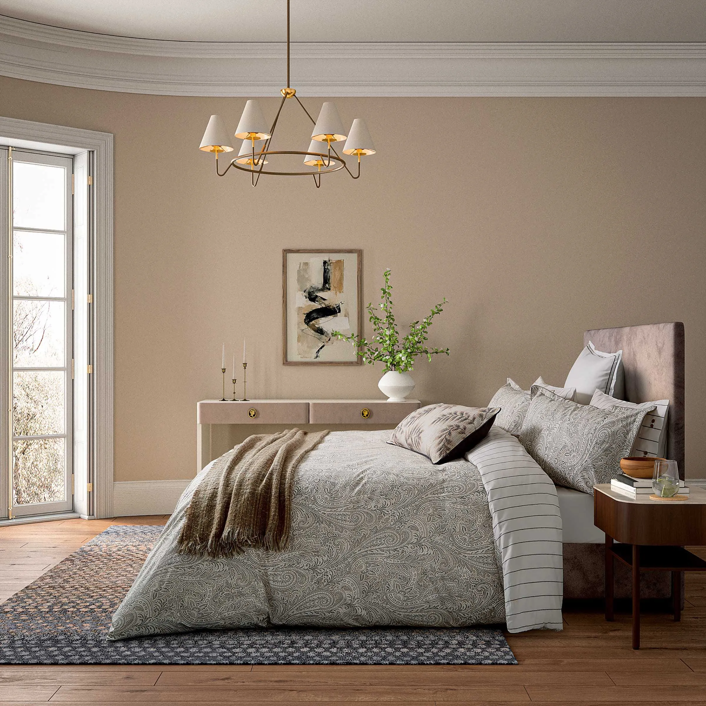 Avita Single Duvet Cover Set - Charcoal, Tan alternate view