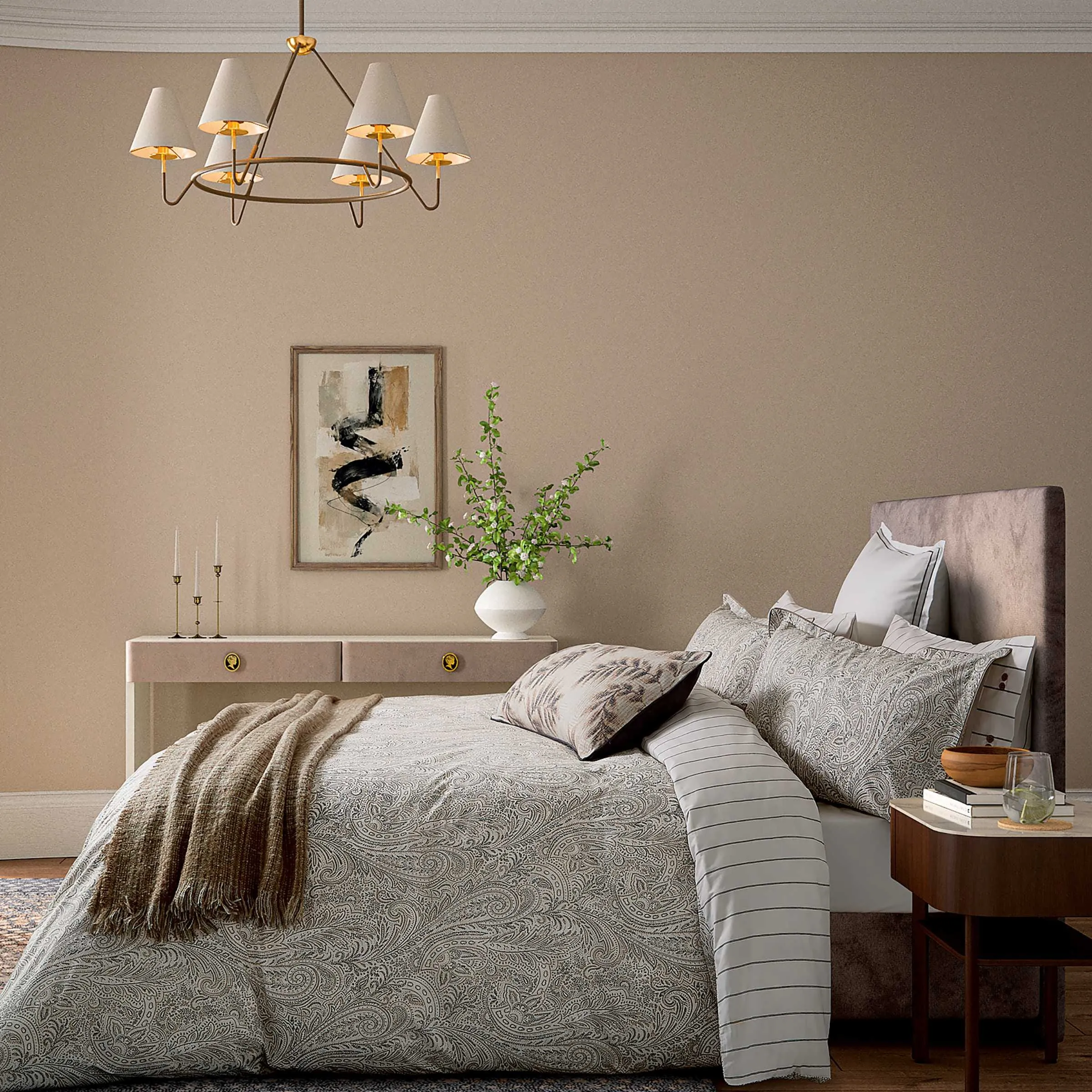 Avita Single Duvet Cover Set - Charcoal, Tan product