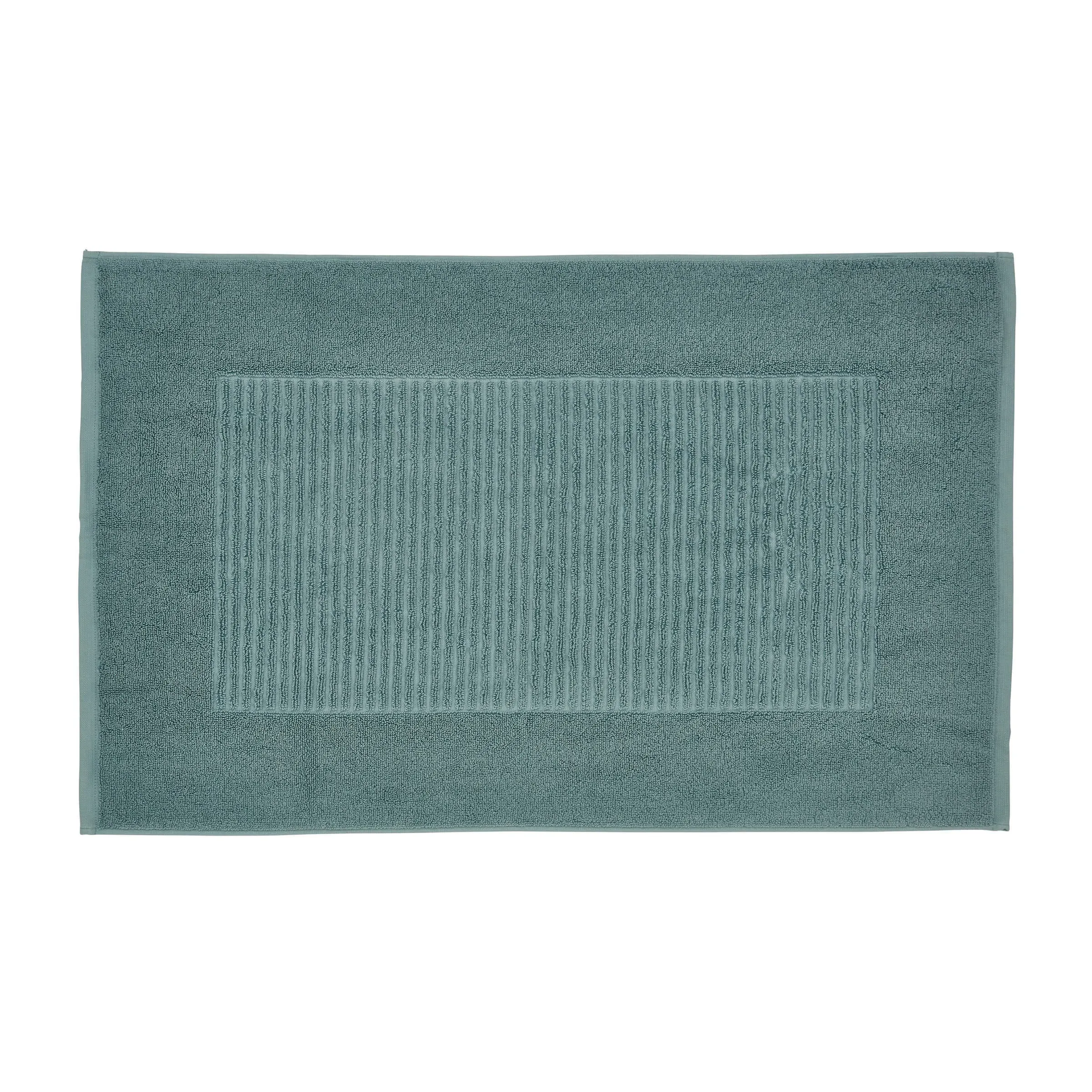 Bath Mat with Hem Detail - Aqua, Cotton image