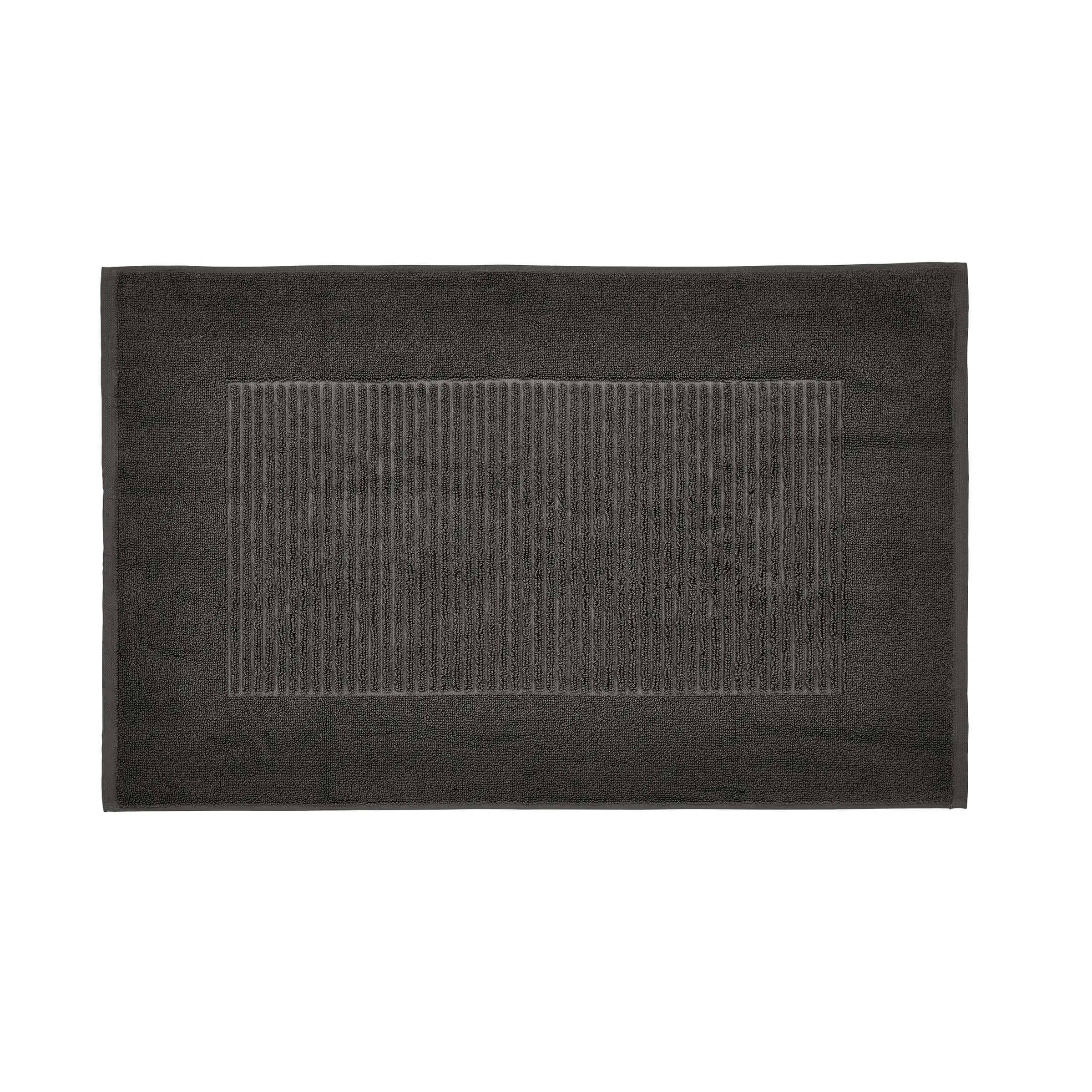 Bath Mat with Hem Detail - Charcoal, Cotton