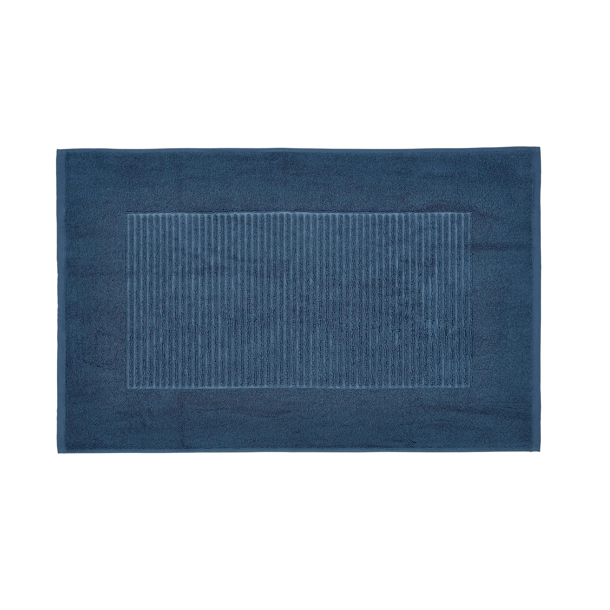 Bath Mat with Hem Detail - Denim, Cotton