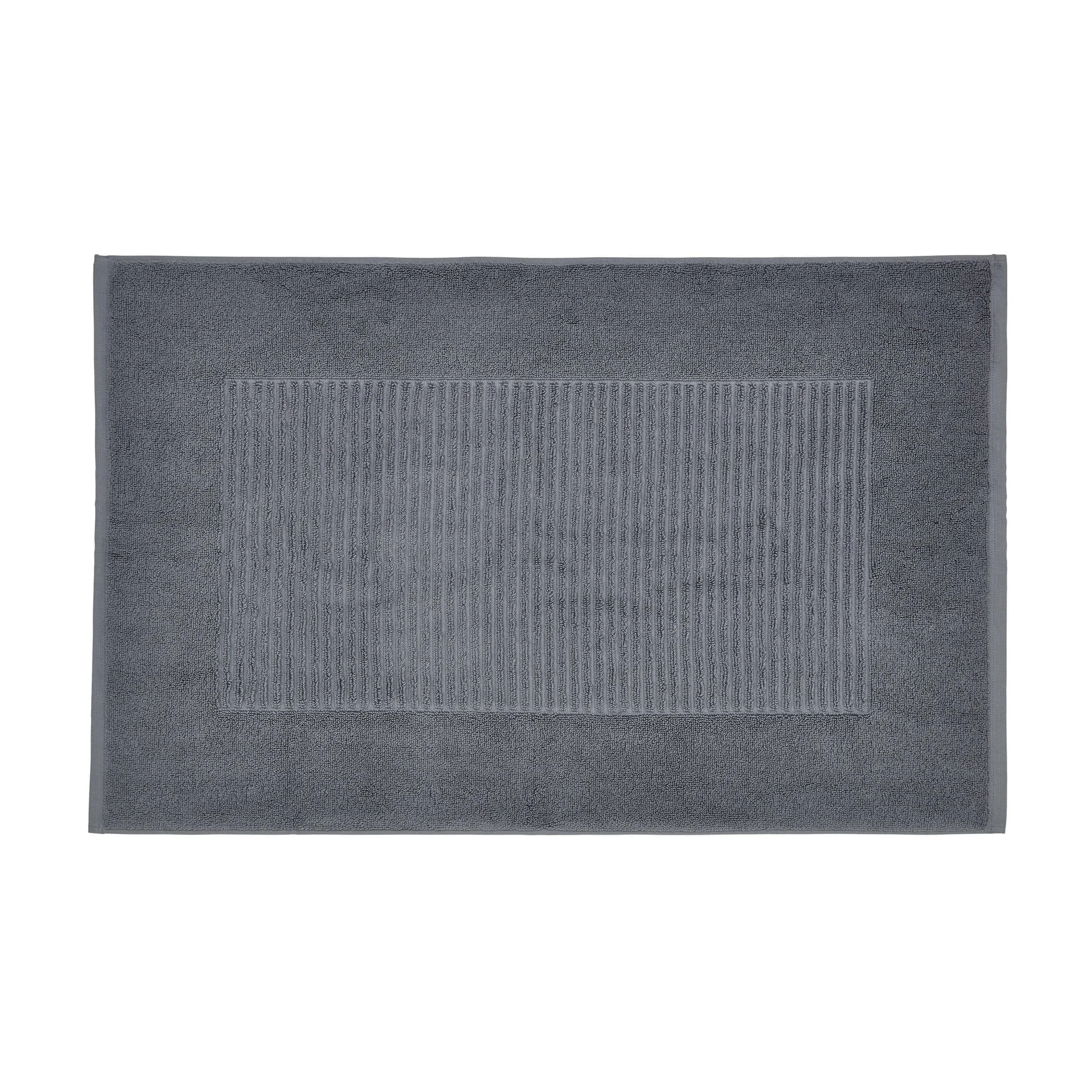 Bath Mat with Hem Detail - Shale, Cotton
