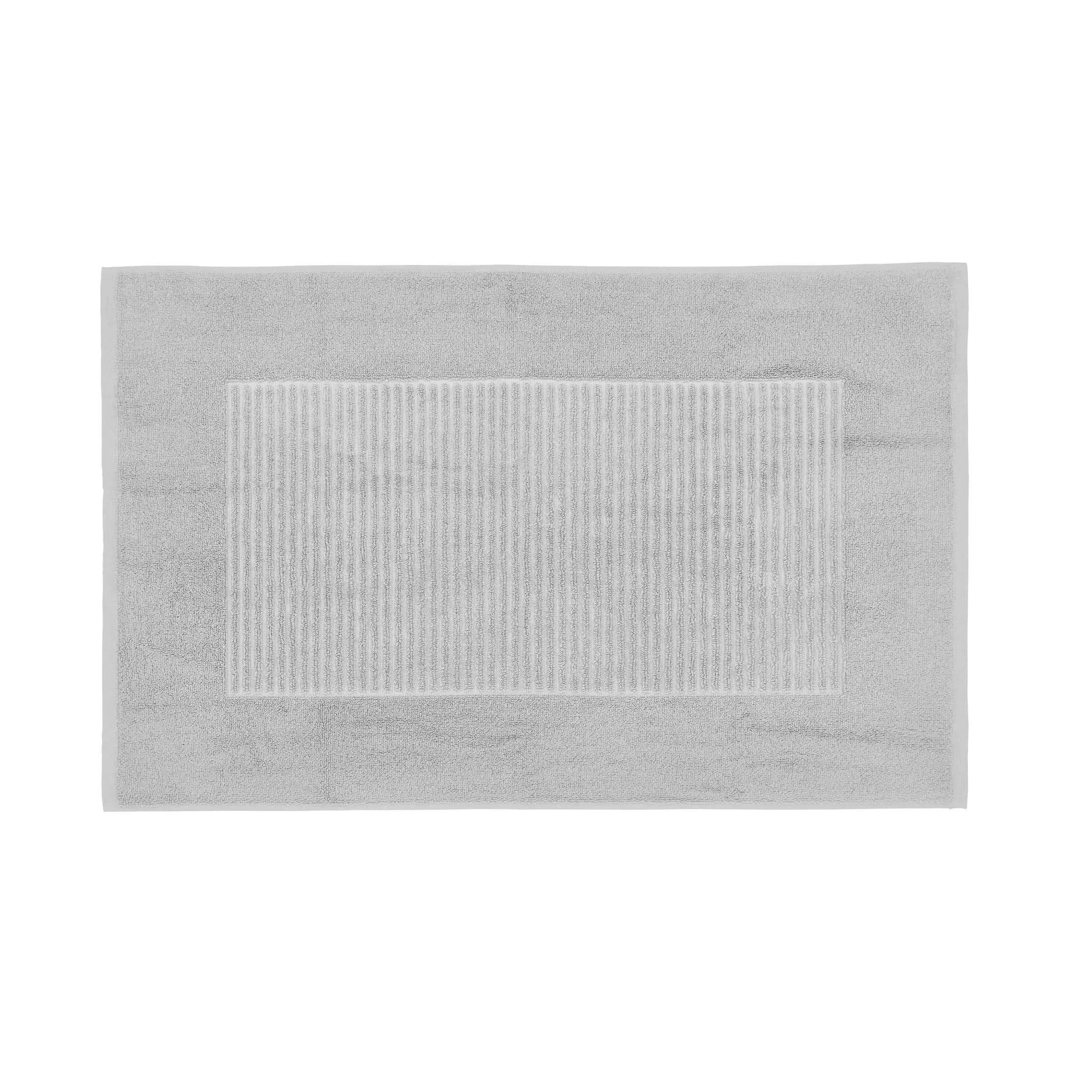 Bath Mat with Hem Detail - Silver, Cotton
