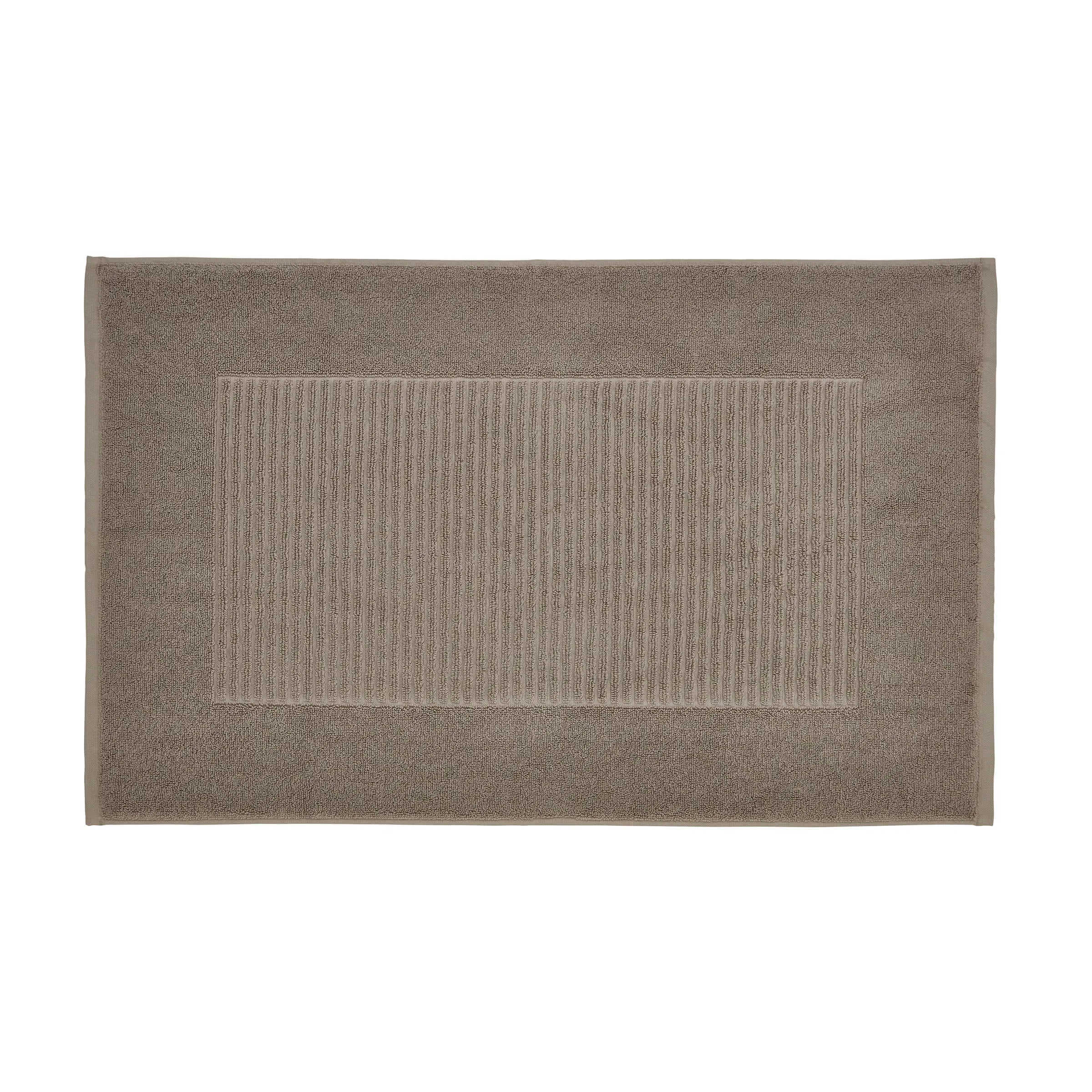 Bath Mat with Hem Detail - Truffle, Cotton