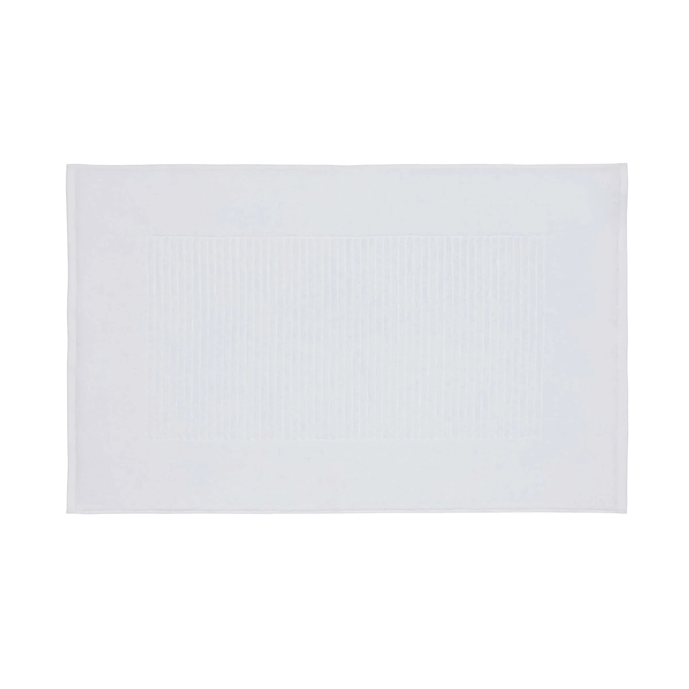 Bath Mat with Hem Detail - White, Cotton