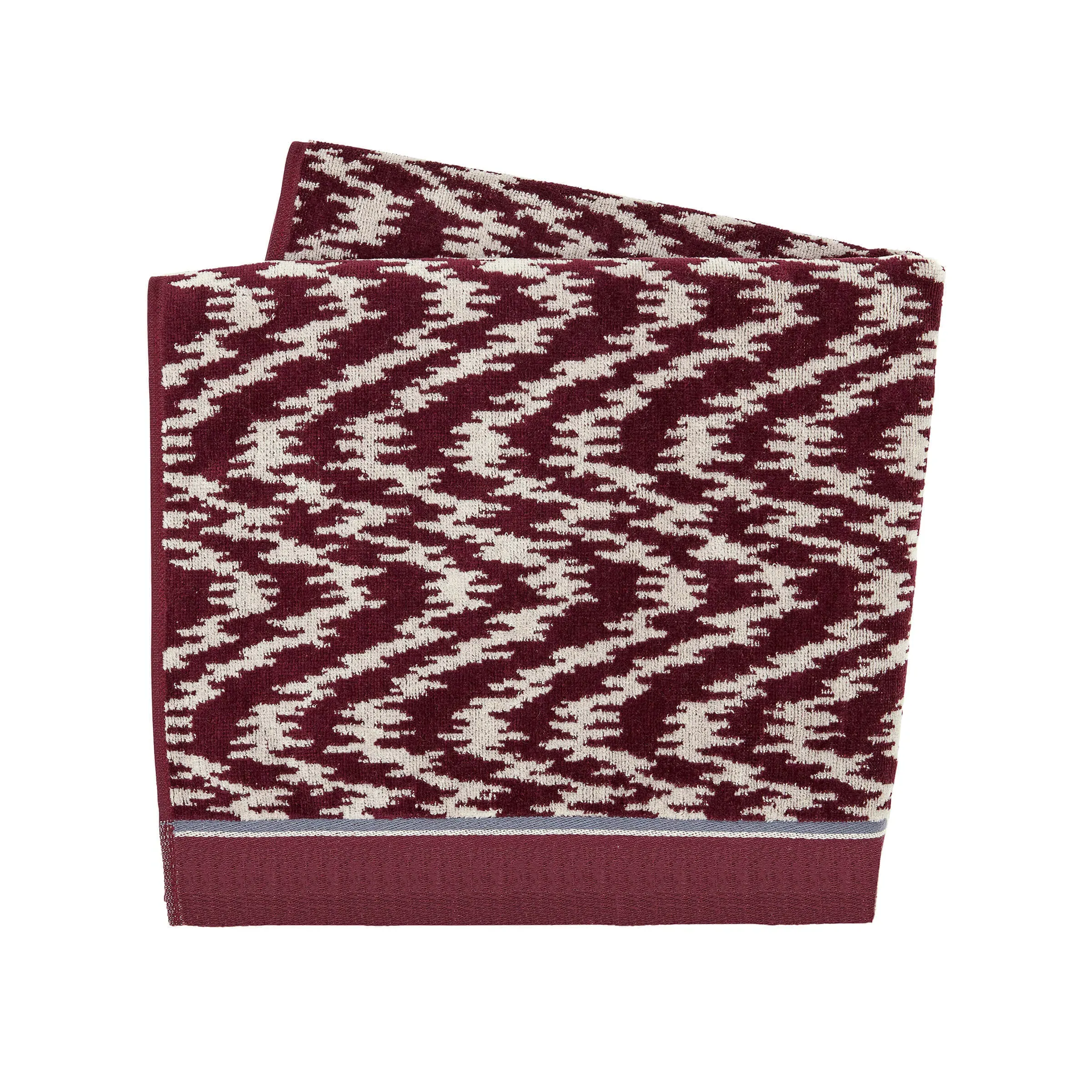 Bath Sheet with Flame Stitch - Mulberry, Cotton