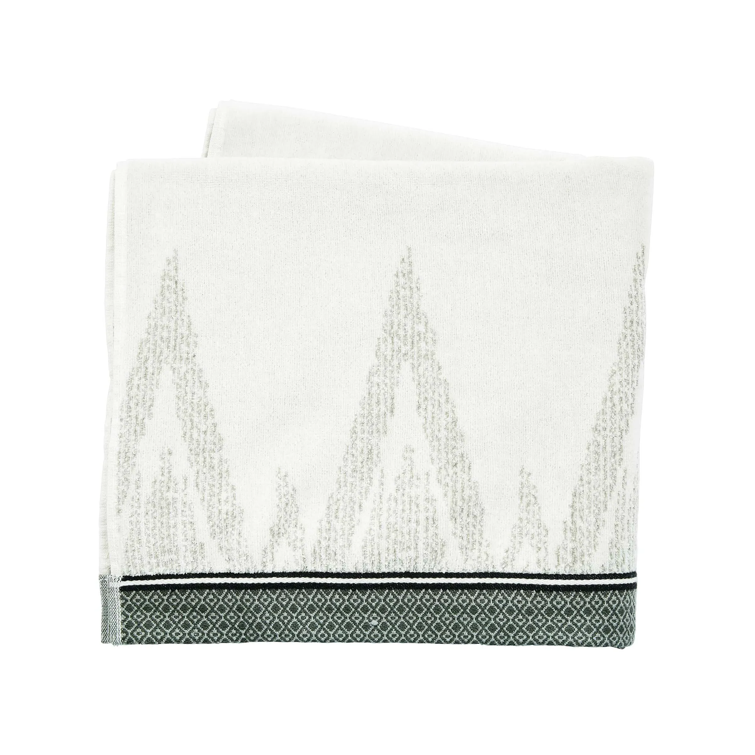 Bath Sheet with Ikat Pattern - Green, Cotton