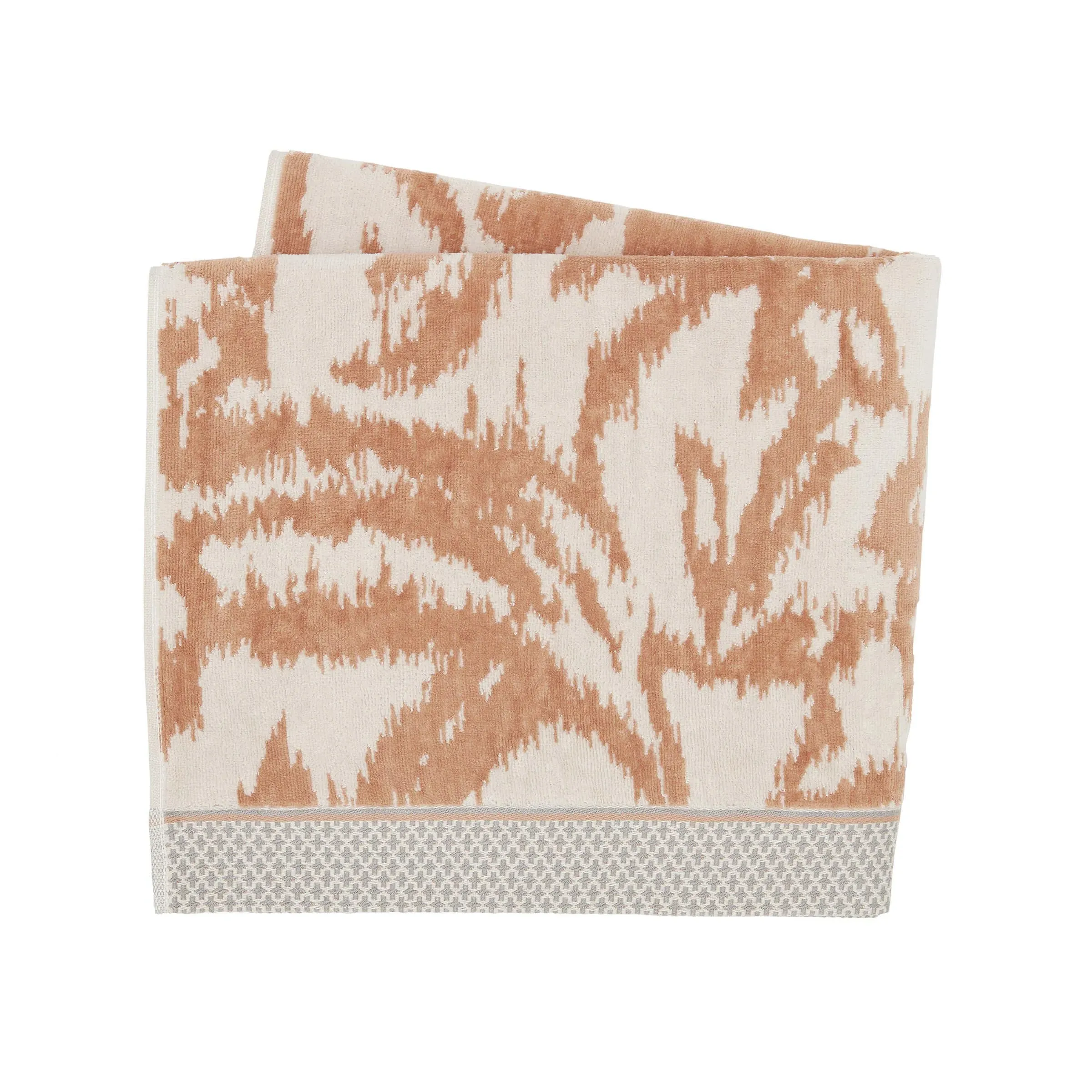 Bath Towel with Ikat Pattern - Grey, Cotton