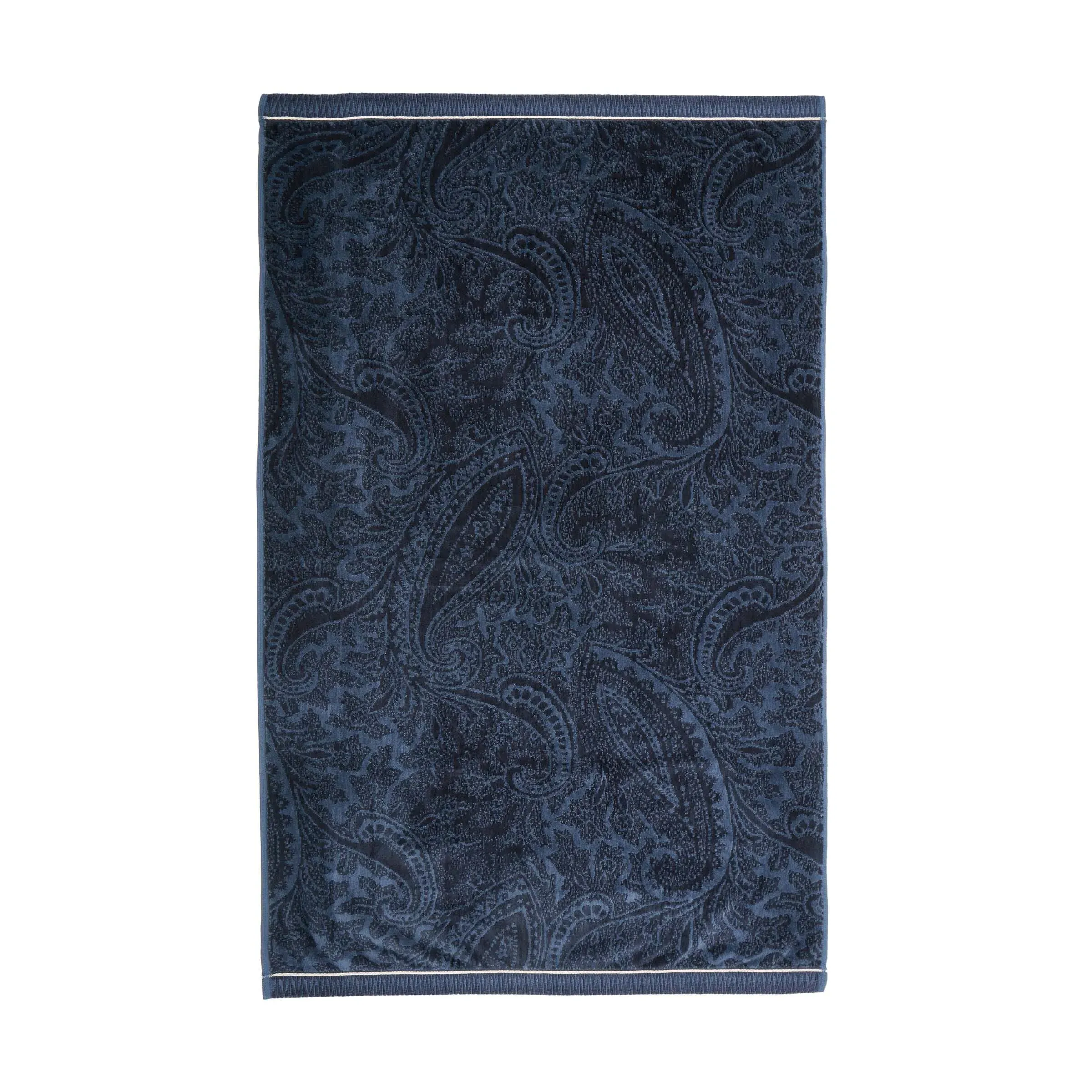 Bath Towel with Paisley Design - Navy, Cotton image