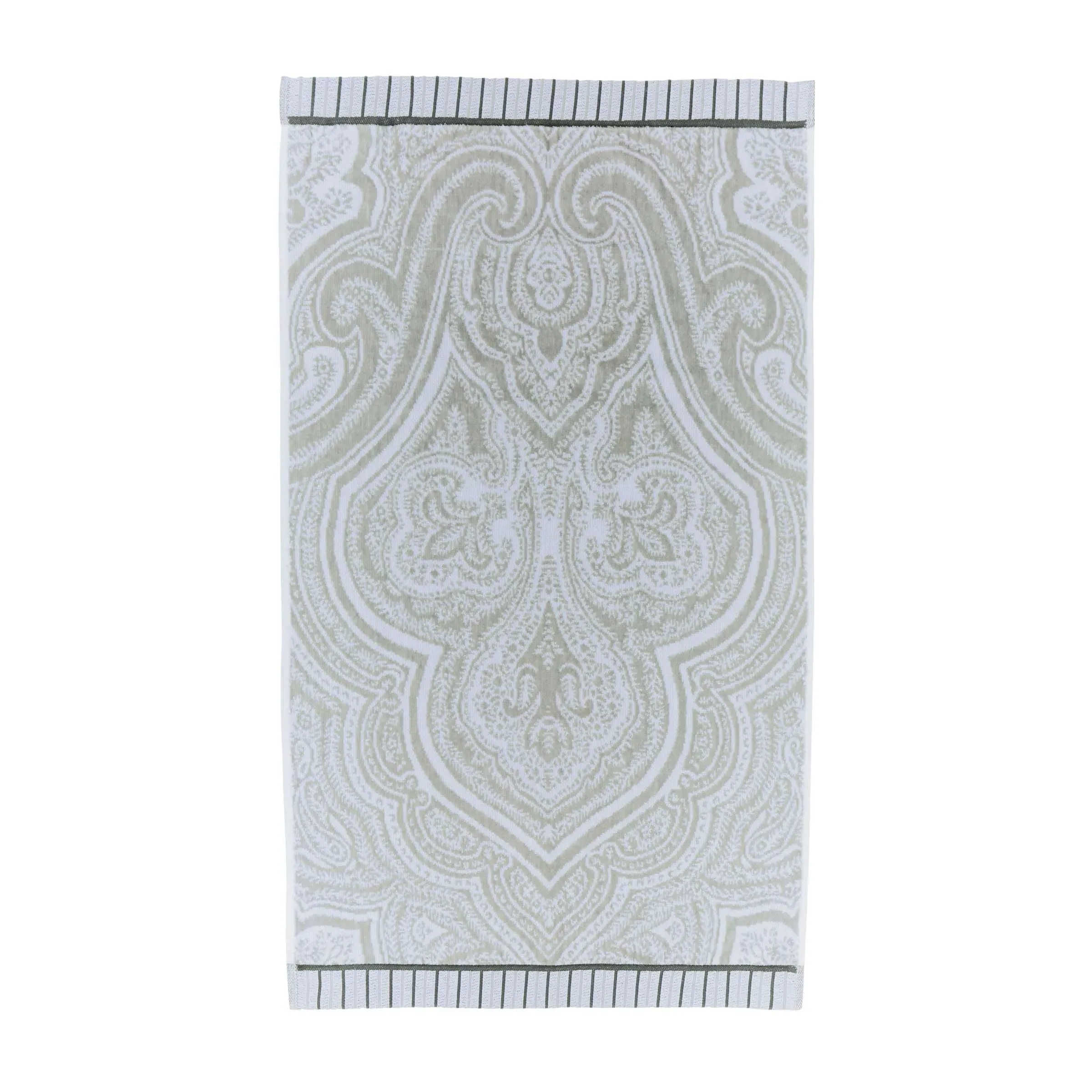 Bath Towel with Paisley Pattern - White, Cotton image