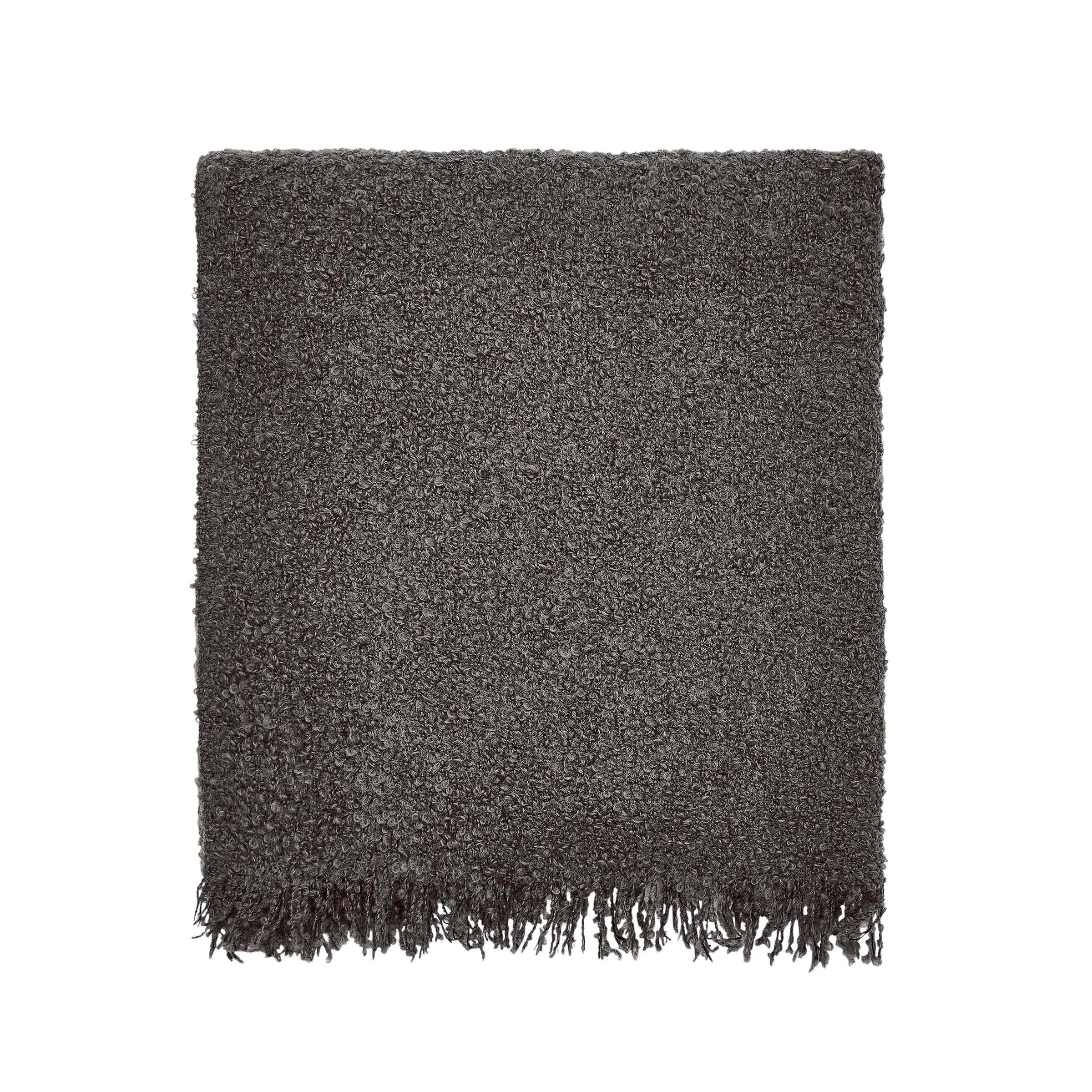 Boucle Throw with Fringe - Charcoal, Wool image