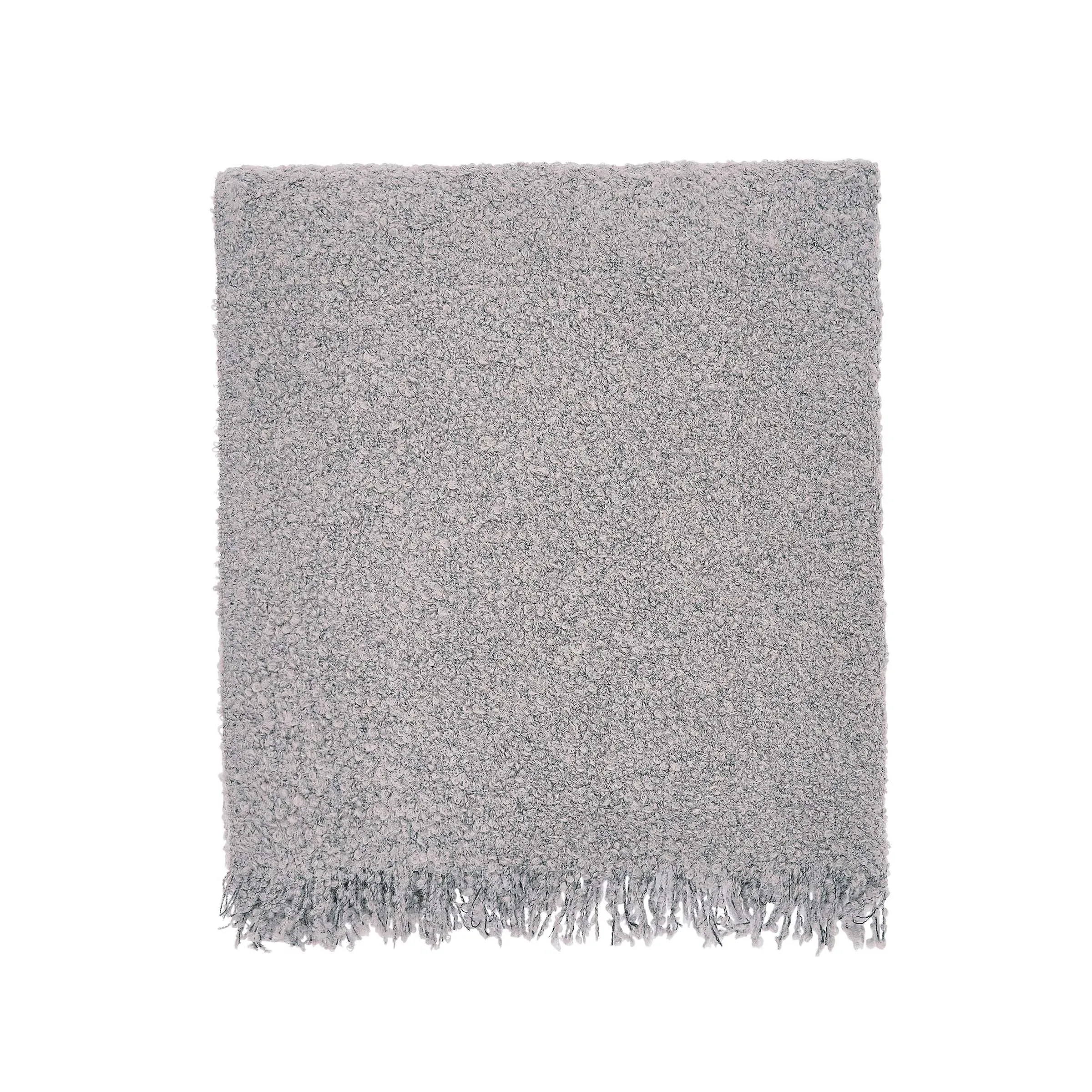 Boucle Throw with Fringe - Linen, Wool