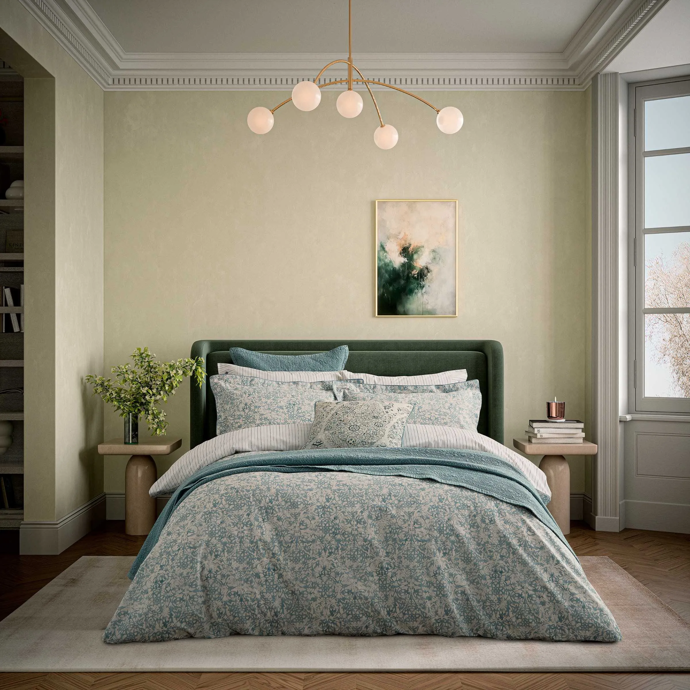 Celina Single Duvet Cover Set - Celadon & Olive alternate view
