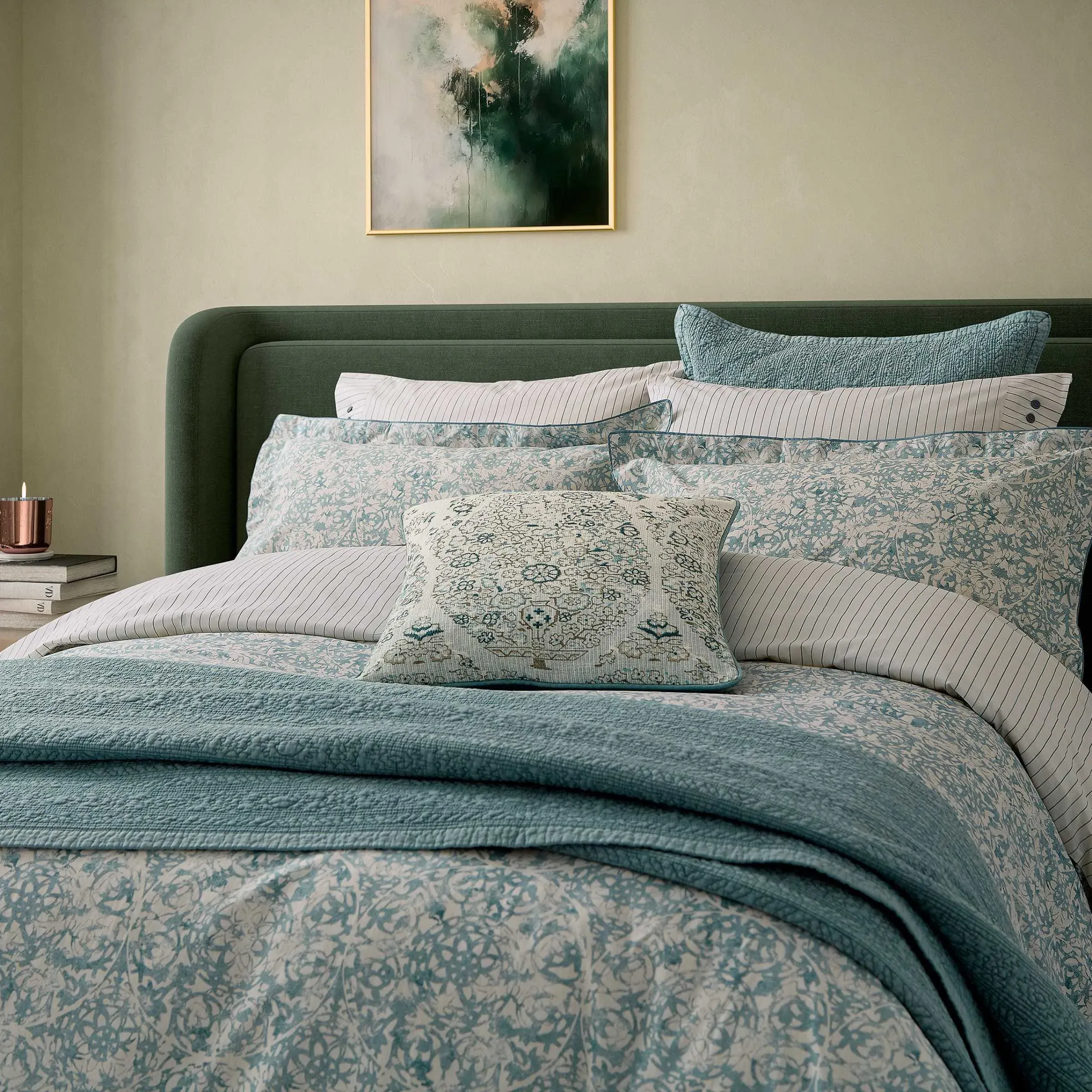 Celina Single Duvet Cover Set - Celadon & Olive product