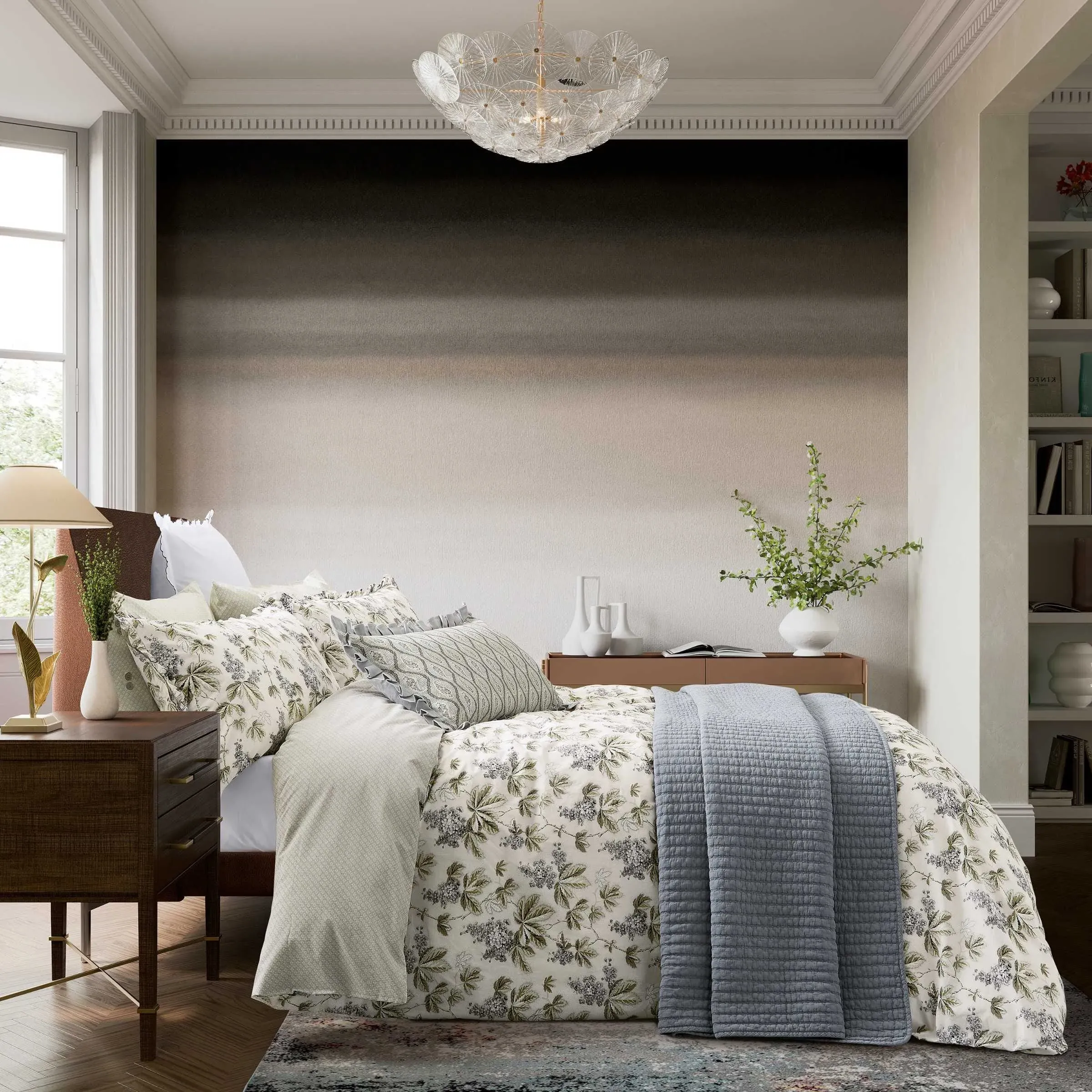 Clarence Single Duvet Cover Set - Silver, Green alternate view