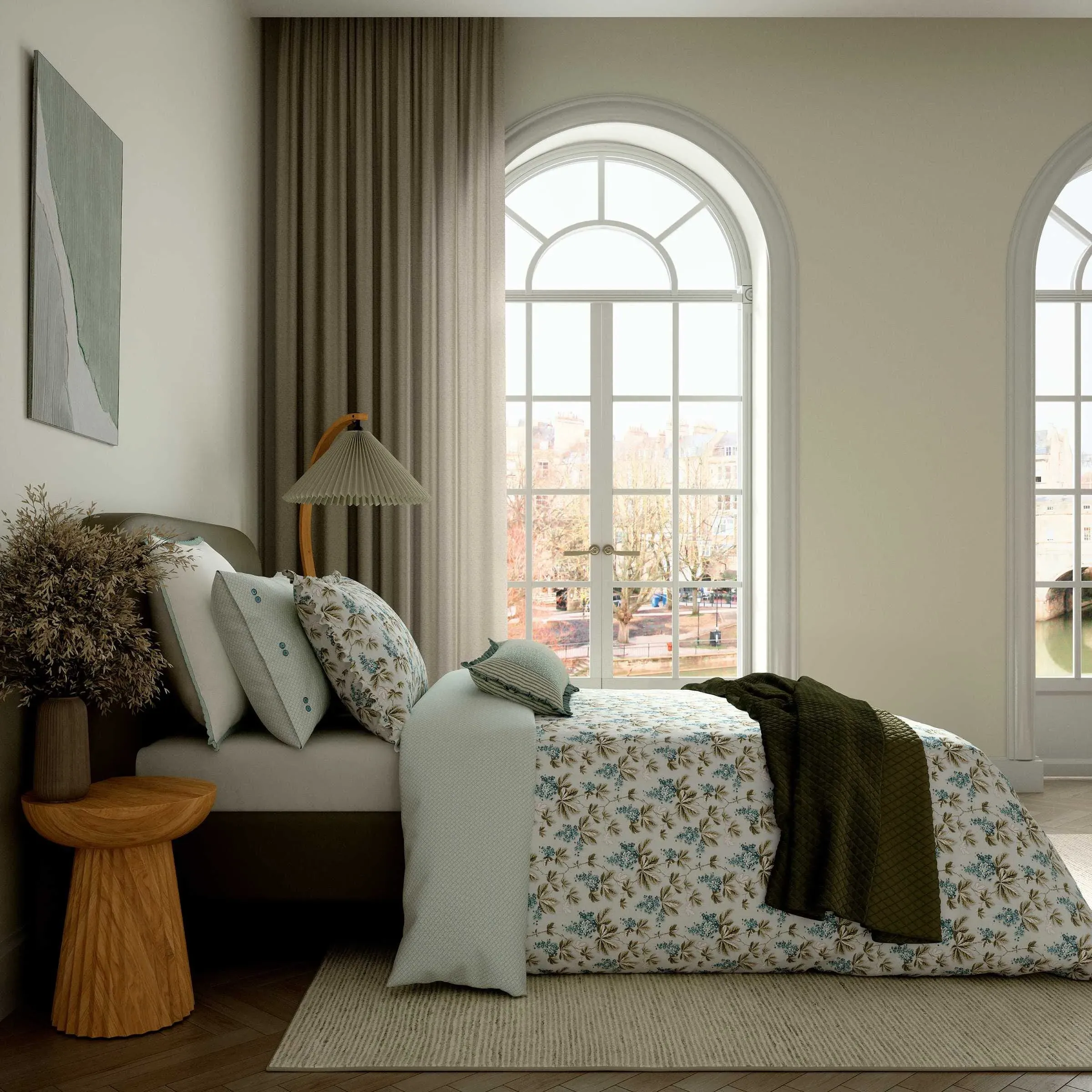 Double Duvet Cover Set - Celadon, Cotton Percale